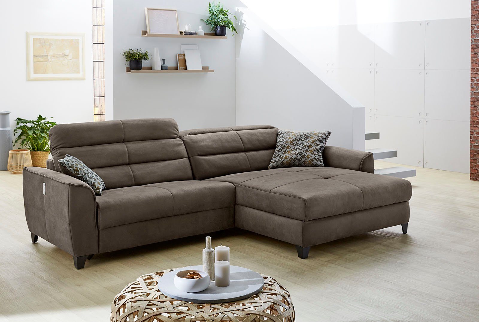 Jockenhöfer Gruppe Hoekbank Double One L-vorm met 2 x 120 cm brede, elektrisch verstelbare relaxfuncties