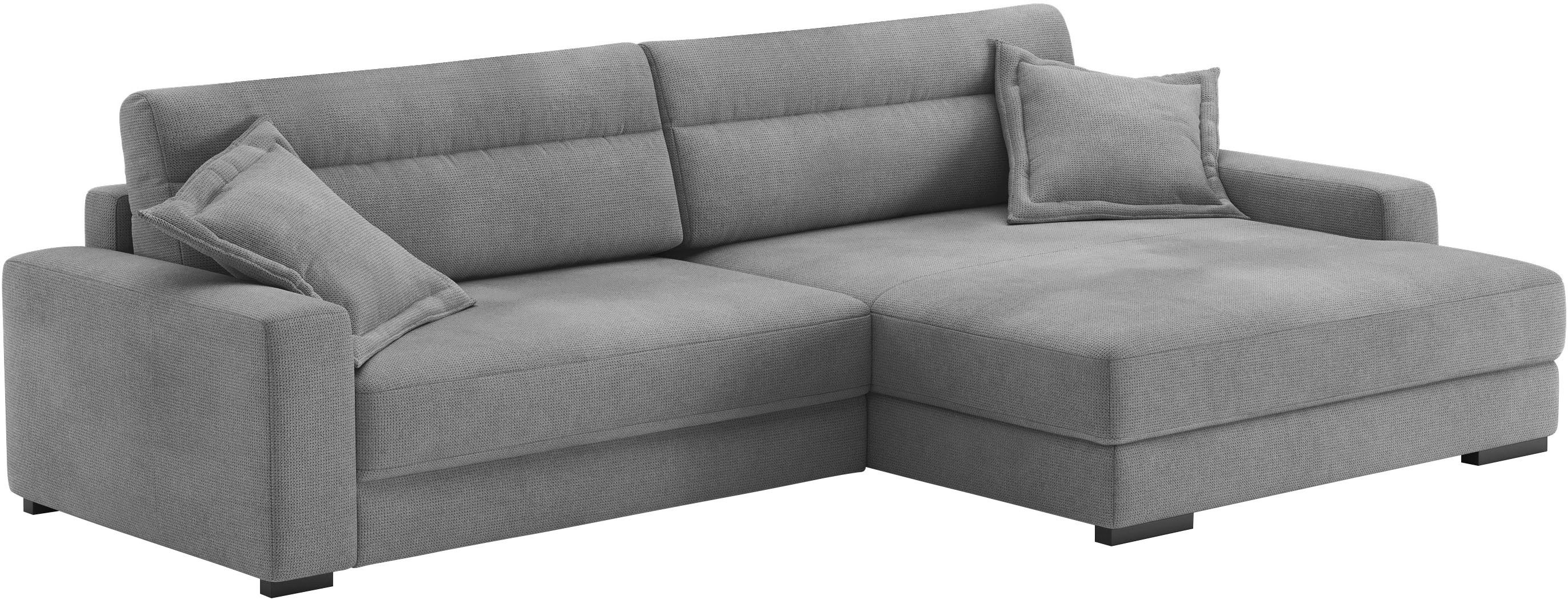 Mr. Couch Hoekbank Marcello L-vorm inclusief easybett en bedlade grijs, hoekbanken, Bettfunktion links-Recamiere rechts