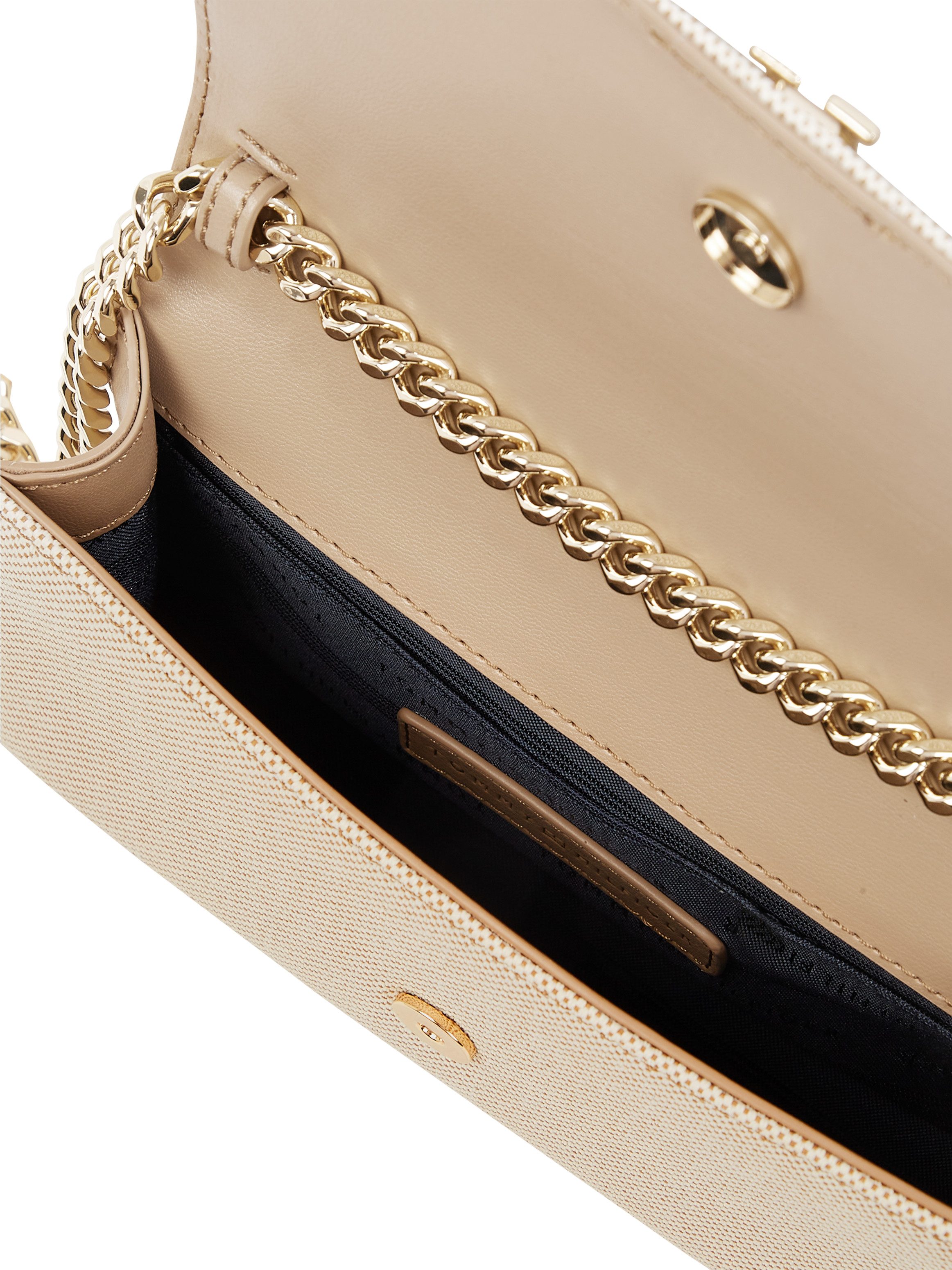 Tommy Hilfiger Schoudertas TH HERITAGE MINI CROSSVER CANVAS , avondtas, minibag met elegante kettinghandvat