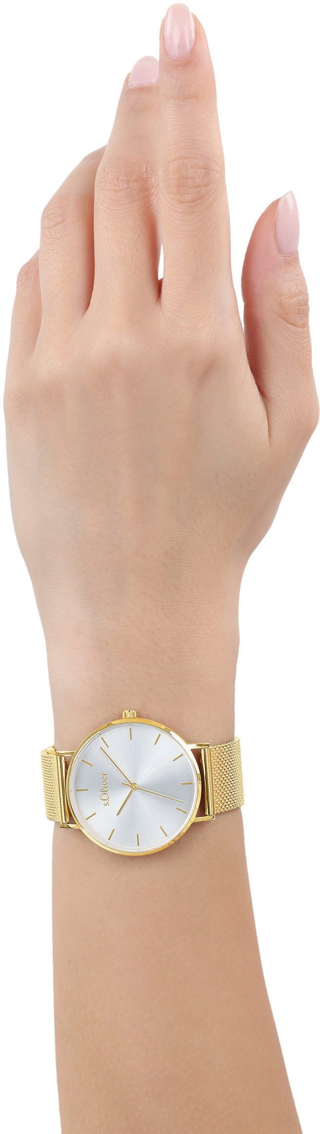 s.Oliver Kwartshorloge Horloge, dameshorloge, analoog, stalen armband