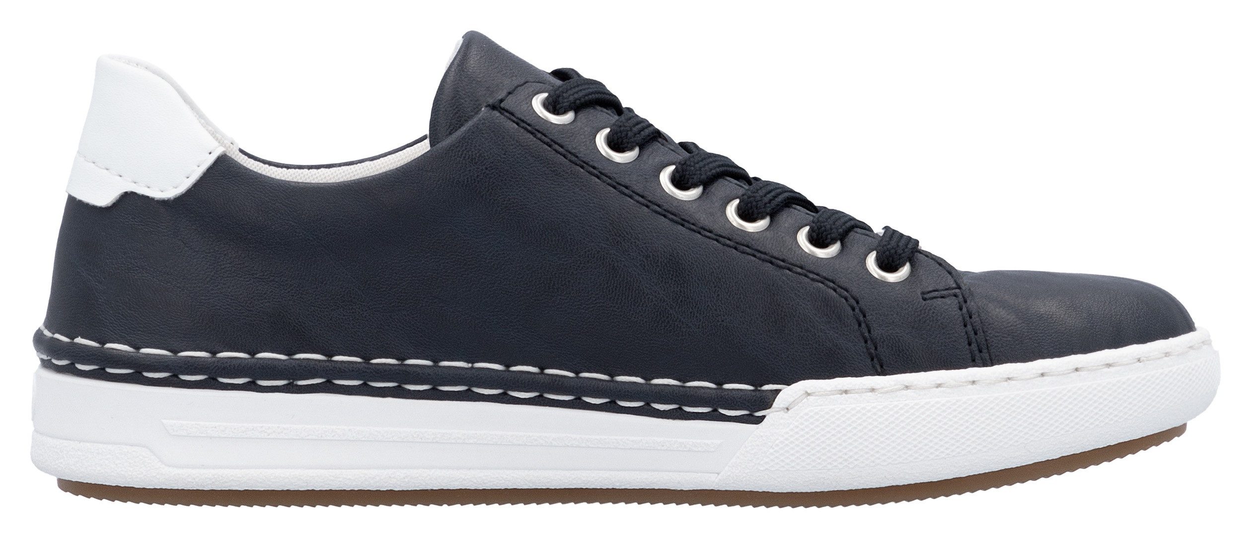 Rieker Plateausneakers , veterschoenen, lage schoen, vrijetijdsschoen met witte randnaad