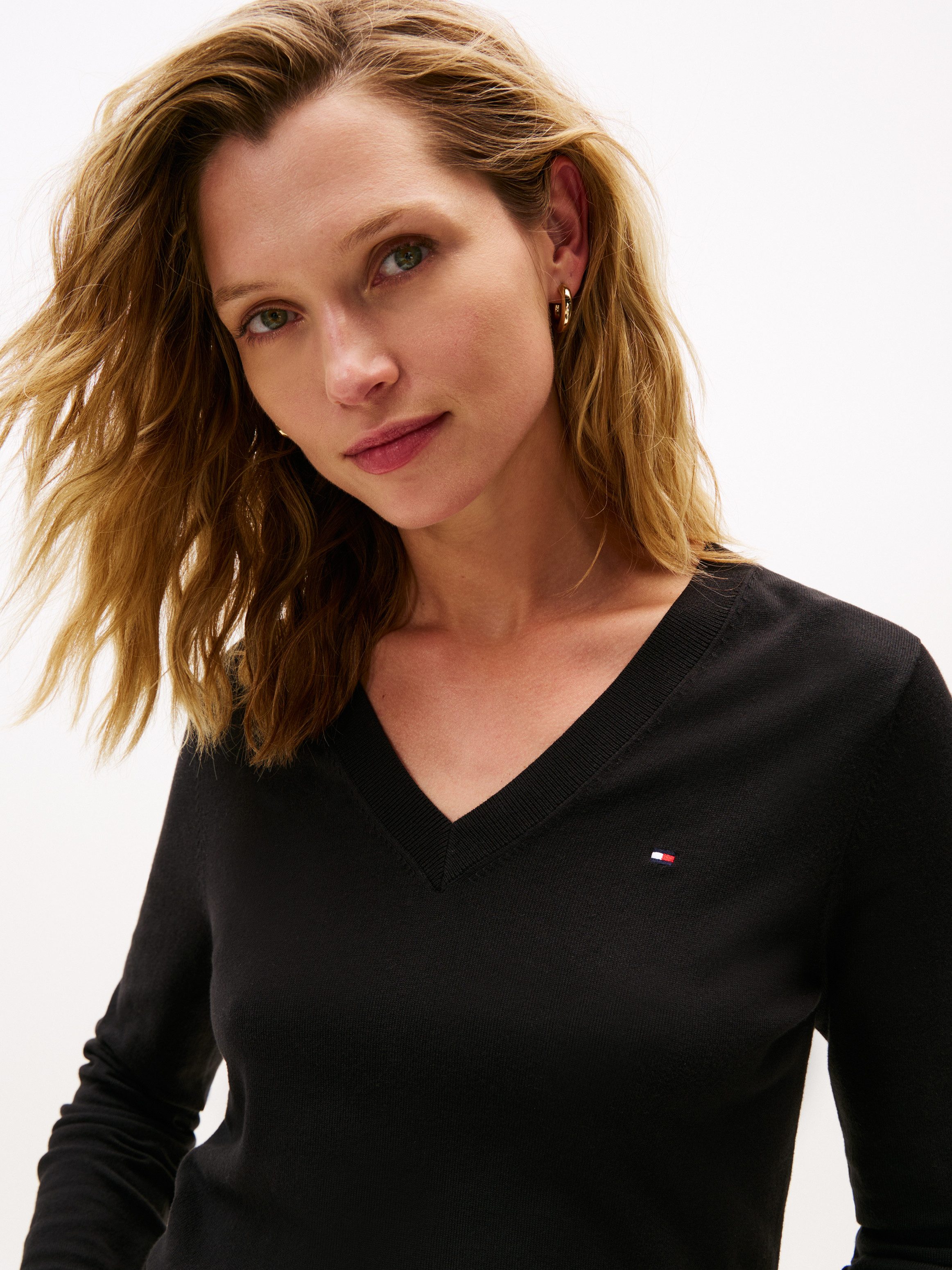 Tommy Hilfiger Trui met V-hals met logoborduursel
