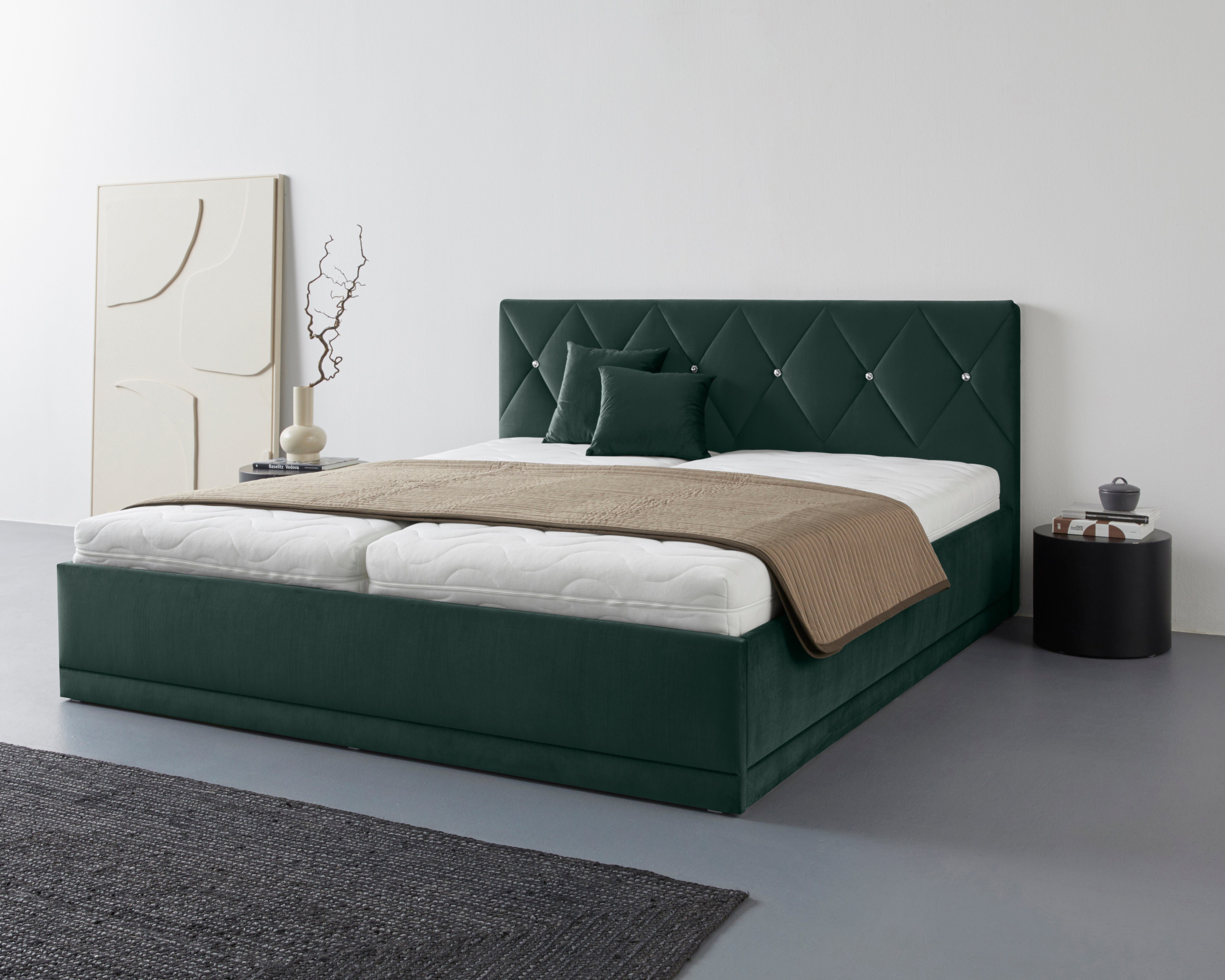 Westfalia Polsterbetten Gestoffeerd bed ADAMAS ook met bedlade, knoopdetails met stras