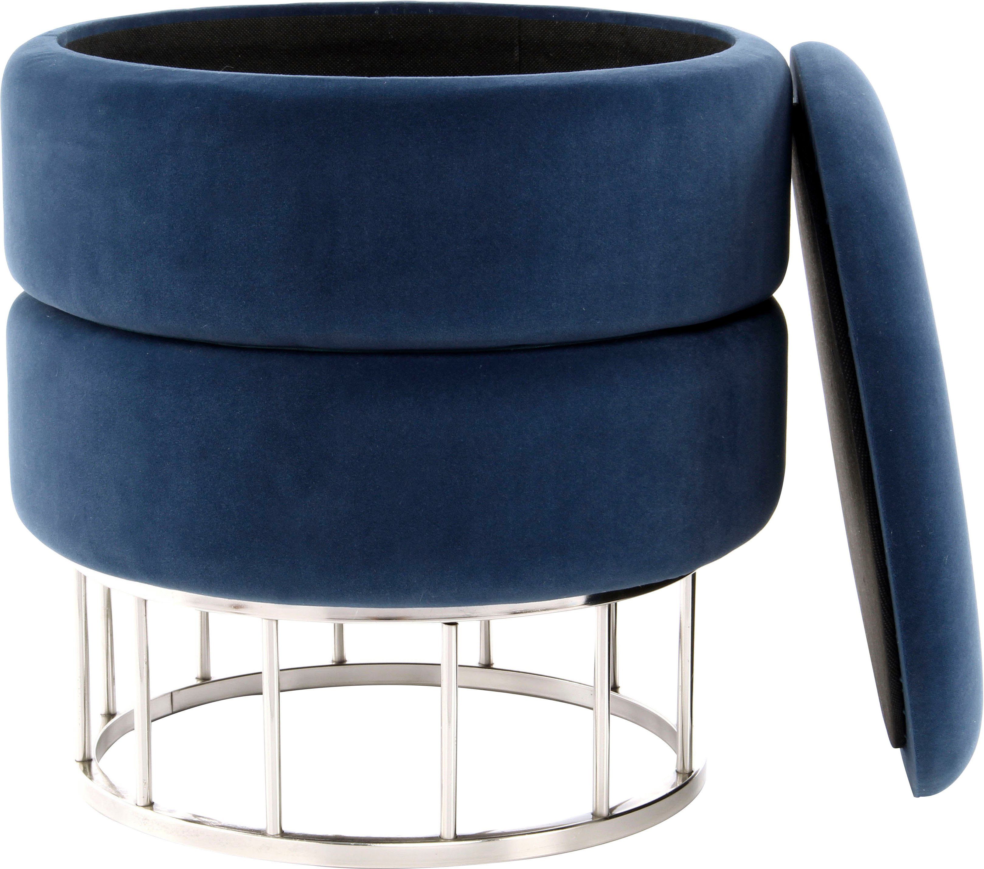Kayoom Hocker met bergruimte Kruk Zero 525, zitkruk met comfort, ronde, moderne vorm glamoureus, elegant, met opbergruimte, bekleding van fluweelzacht stof (1 stuk)