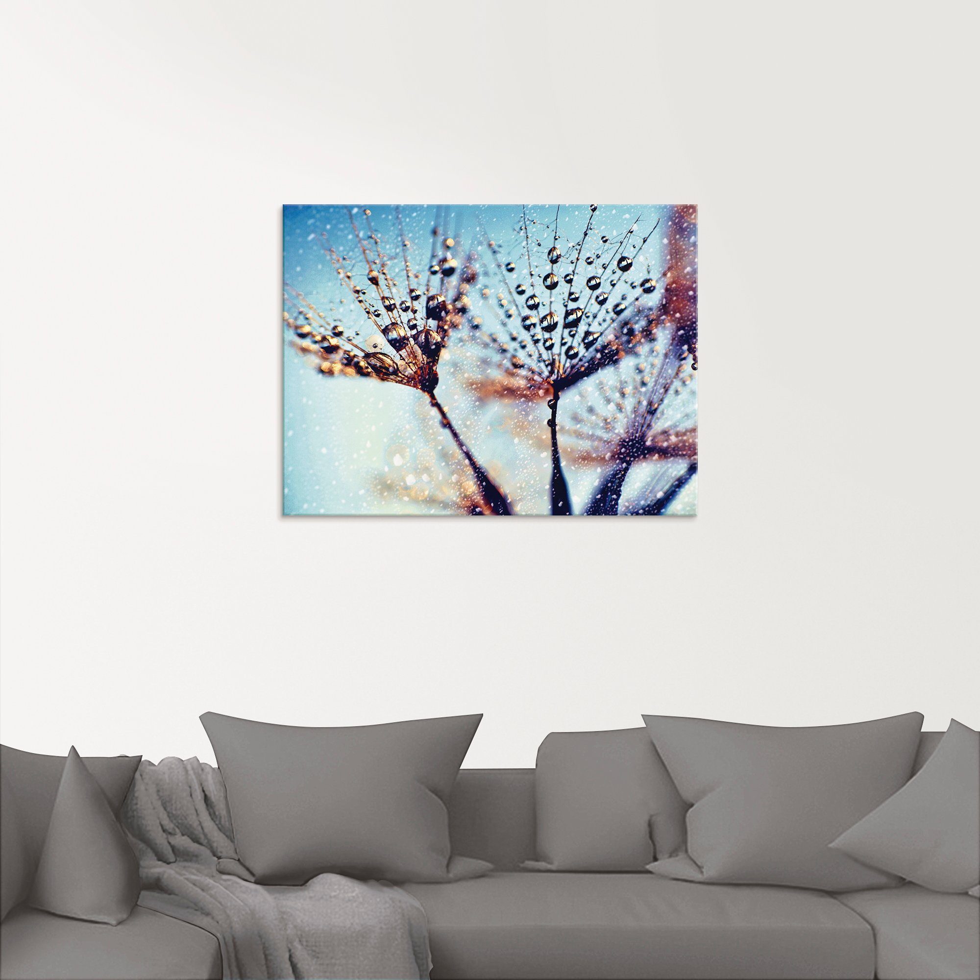 Artland Print op glas Pluizenbol regen abstract