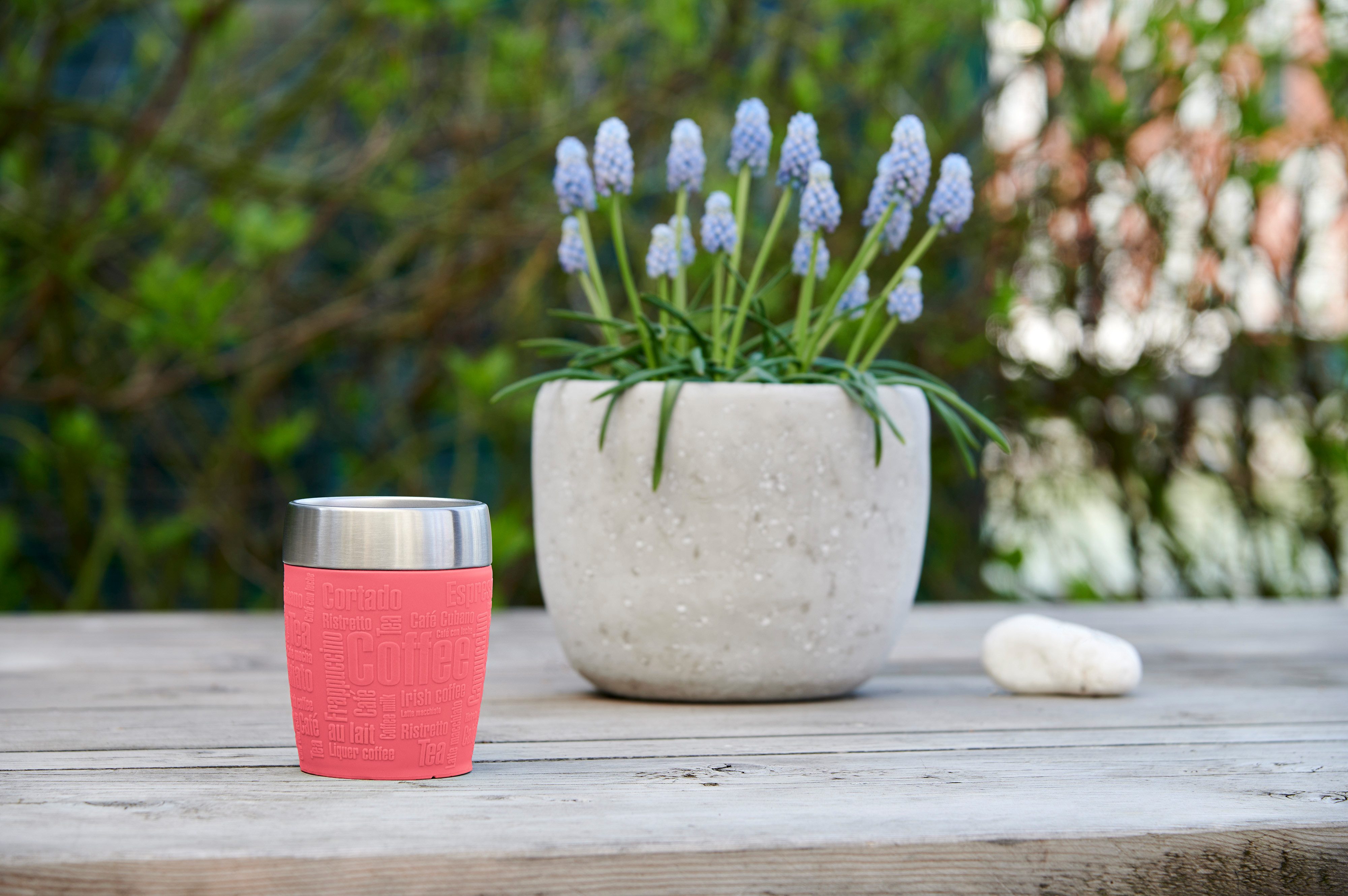 Emsa Thermosbeker Travel Mug 0,2 liter, roestvrij staal, drink- en ijsbeker, rubberen manchet (1-delig)
