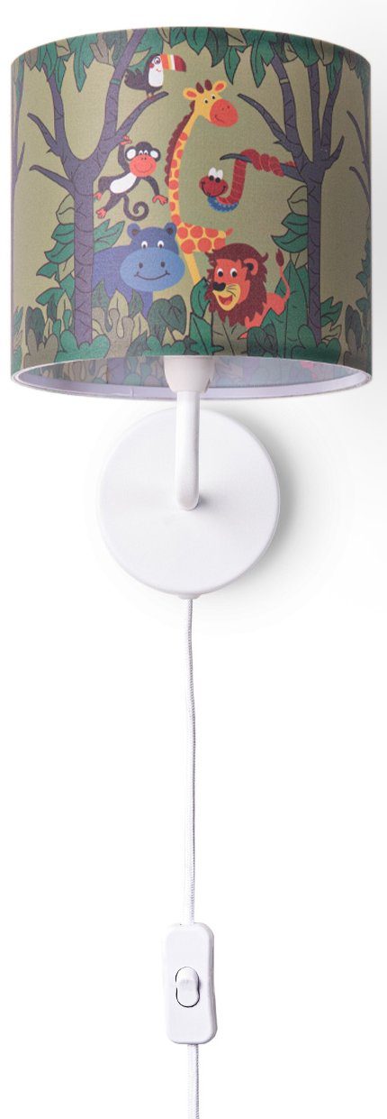 Paco Home Wandlamp Diamond 638 Lamp kinderkamer âˆ…18cm jungle dier-motief kabel 3m E14