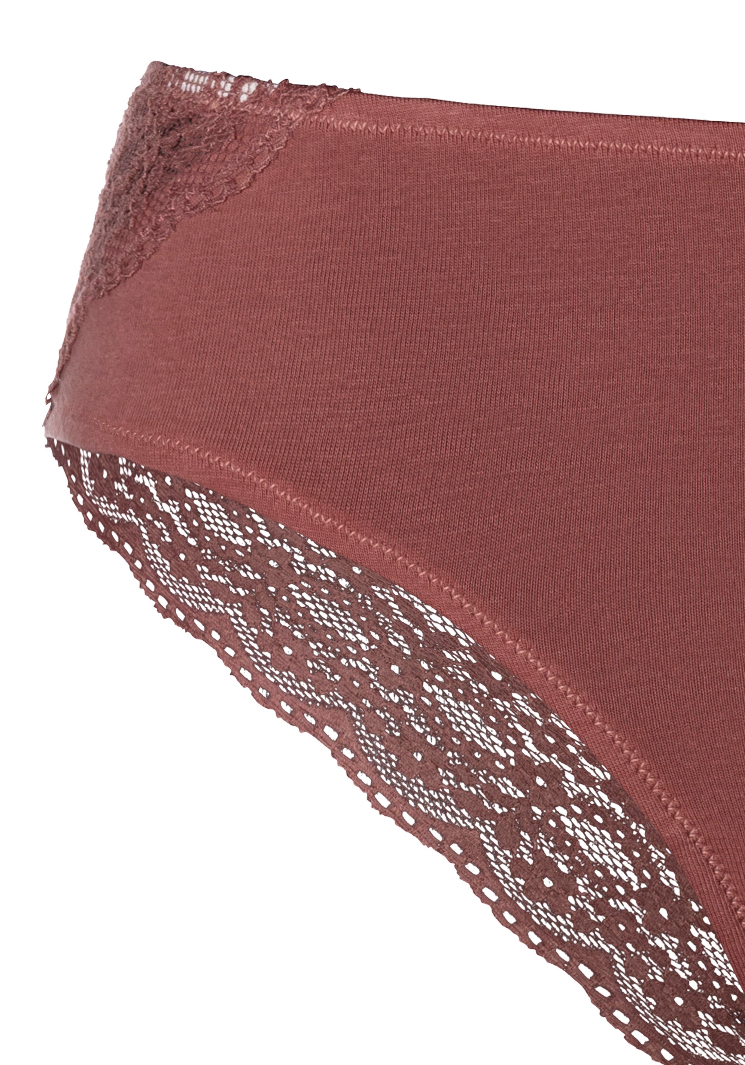 Vivance Brazilian slip van elastische katoen met florale kant (3 stuks)
