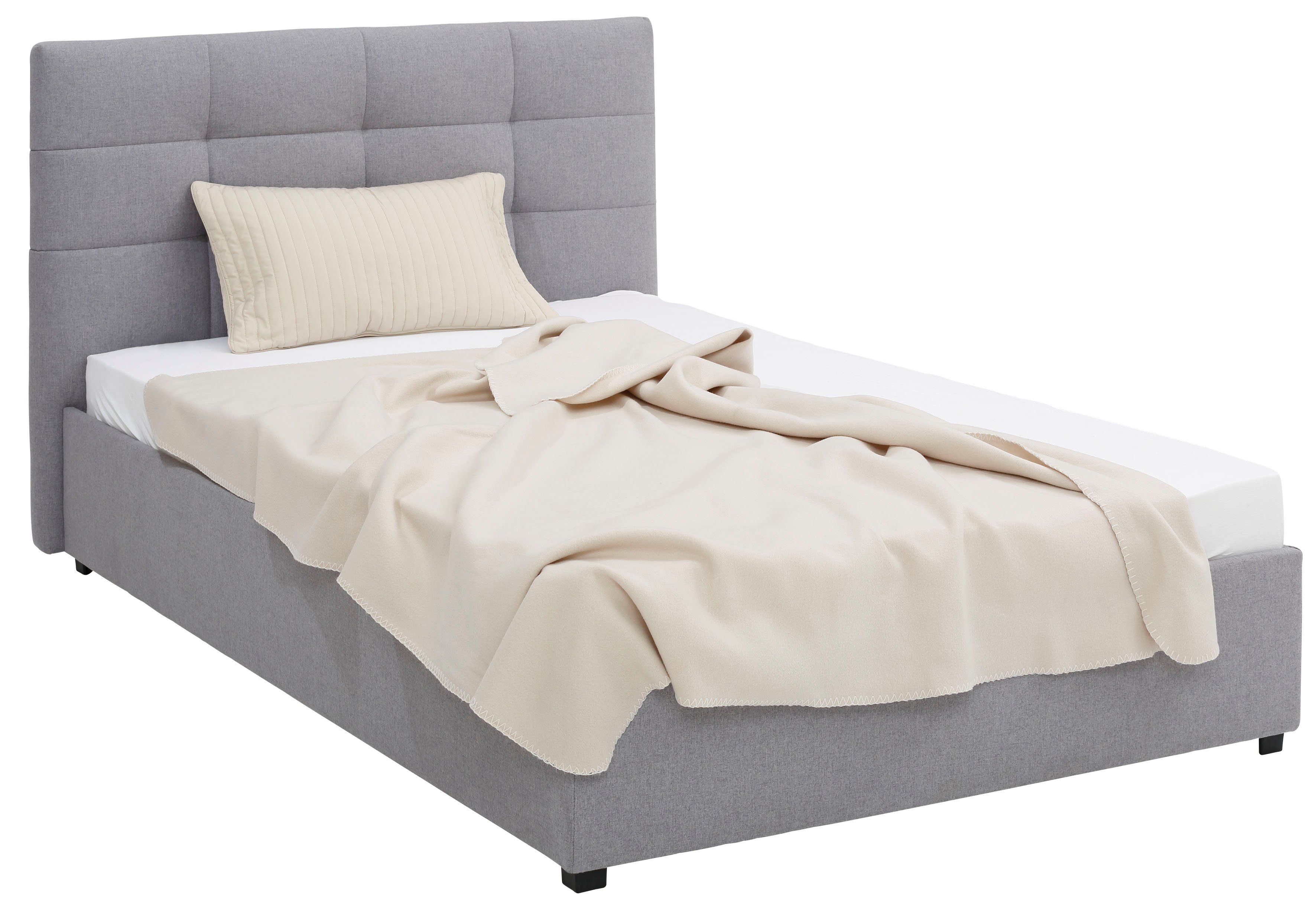 Lüttenhütt Gestoffeerd bed Endres met bedkist, naar keuze zonder matras/lattenbodem of incl. matras