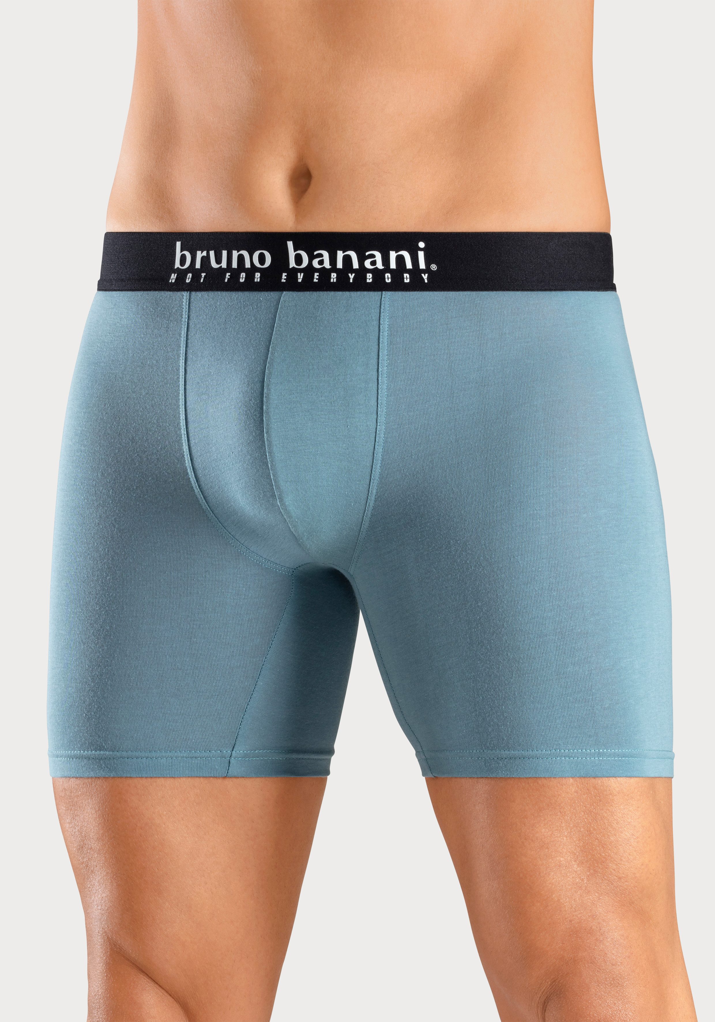 Bruno Banani Lange boxershort met palmprint en effen van katoenmix (4 stuks Set van 4)