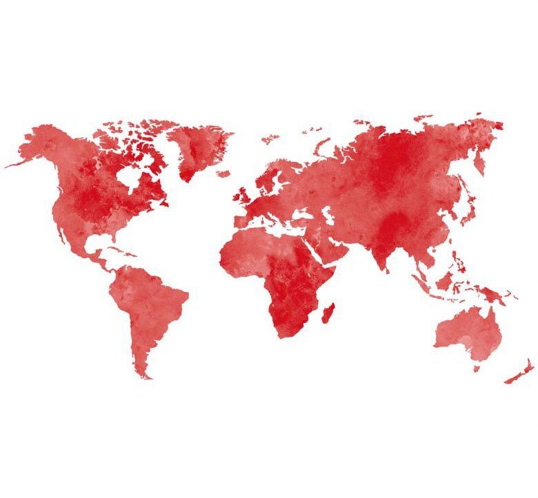 Wall-Art Wandfolie 5 fotolijstje wereldkaart rood (1 stuk)