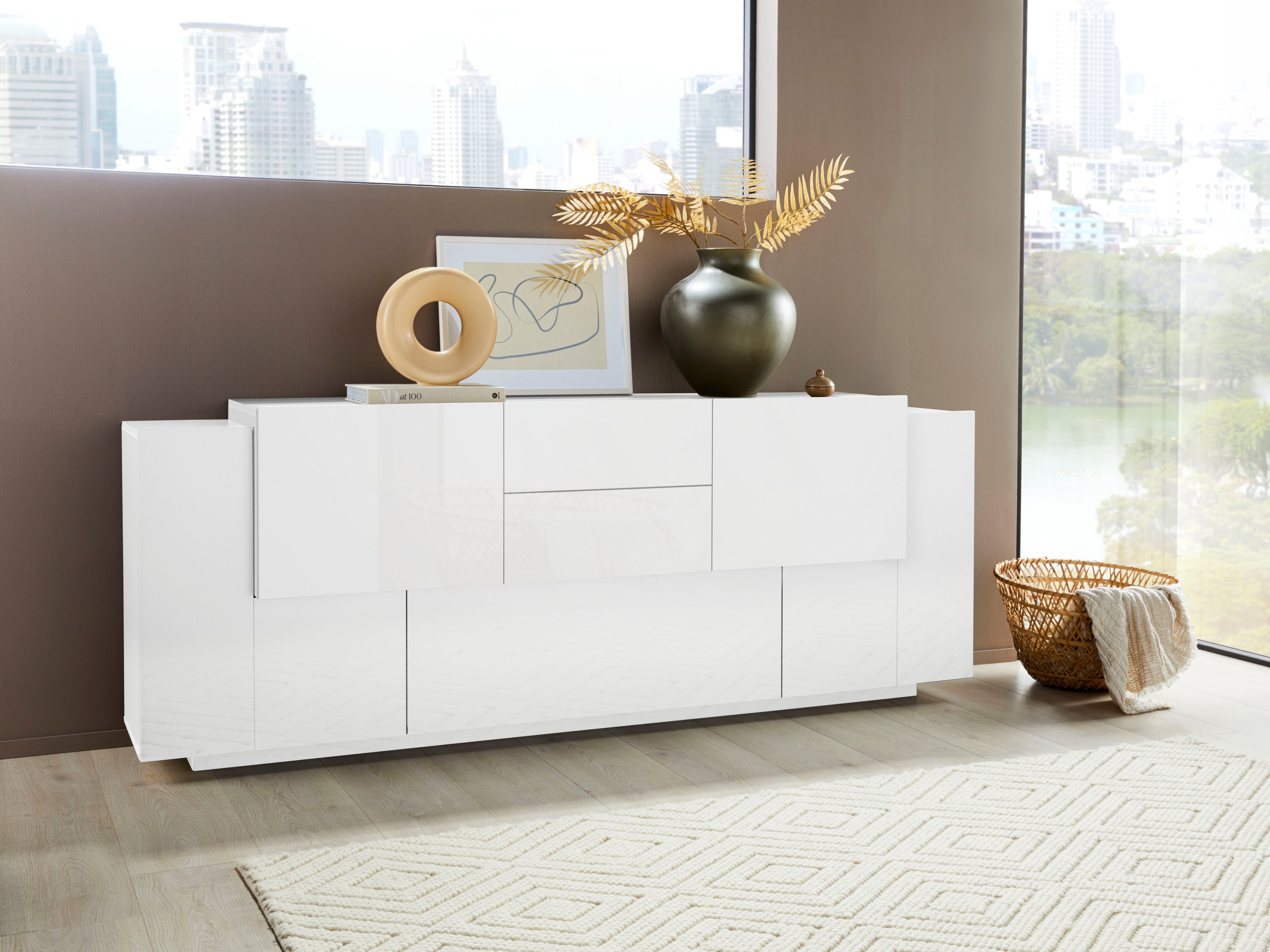 INOSIGN Dressoir Coro, commode, kast, buffet, greeploos met legplanken dressoirs wit