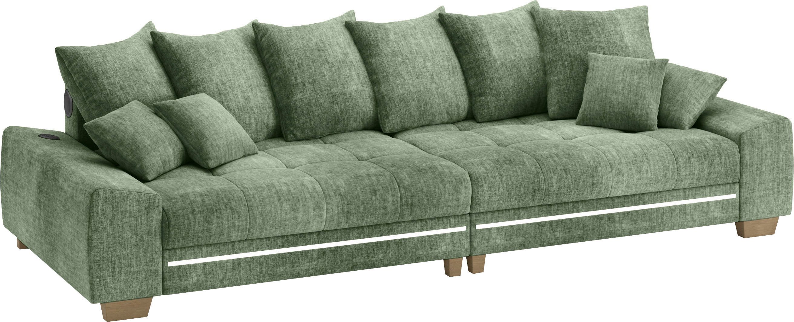 Mr. Couch Megabank Nikita II met rgb-led, bluetooth-geluidssysteem, koudschuim groen, xxl banken