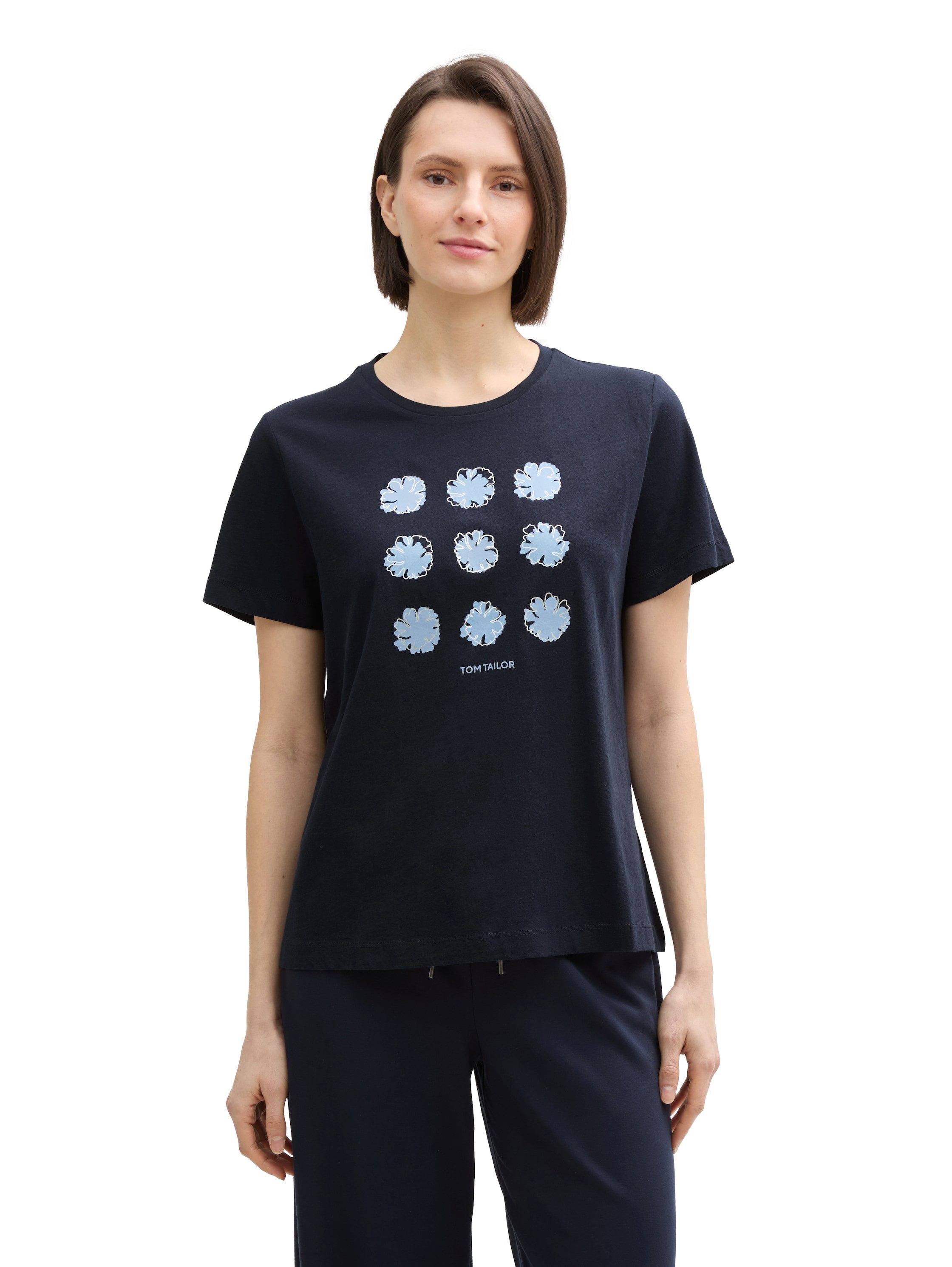 Tom Tailor T-shirt met frontprint dames t-shirts maat L (40) blauw