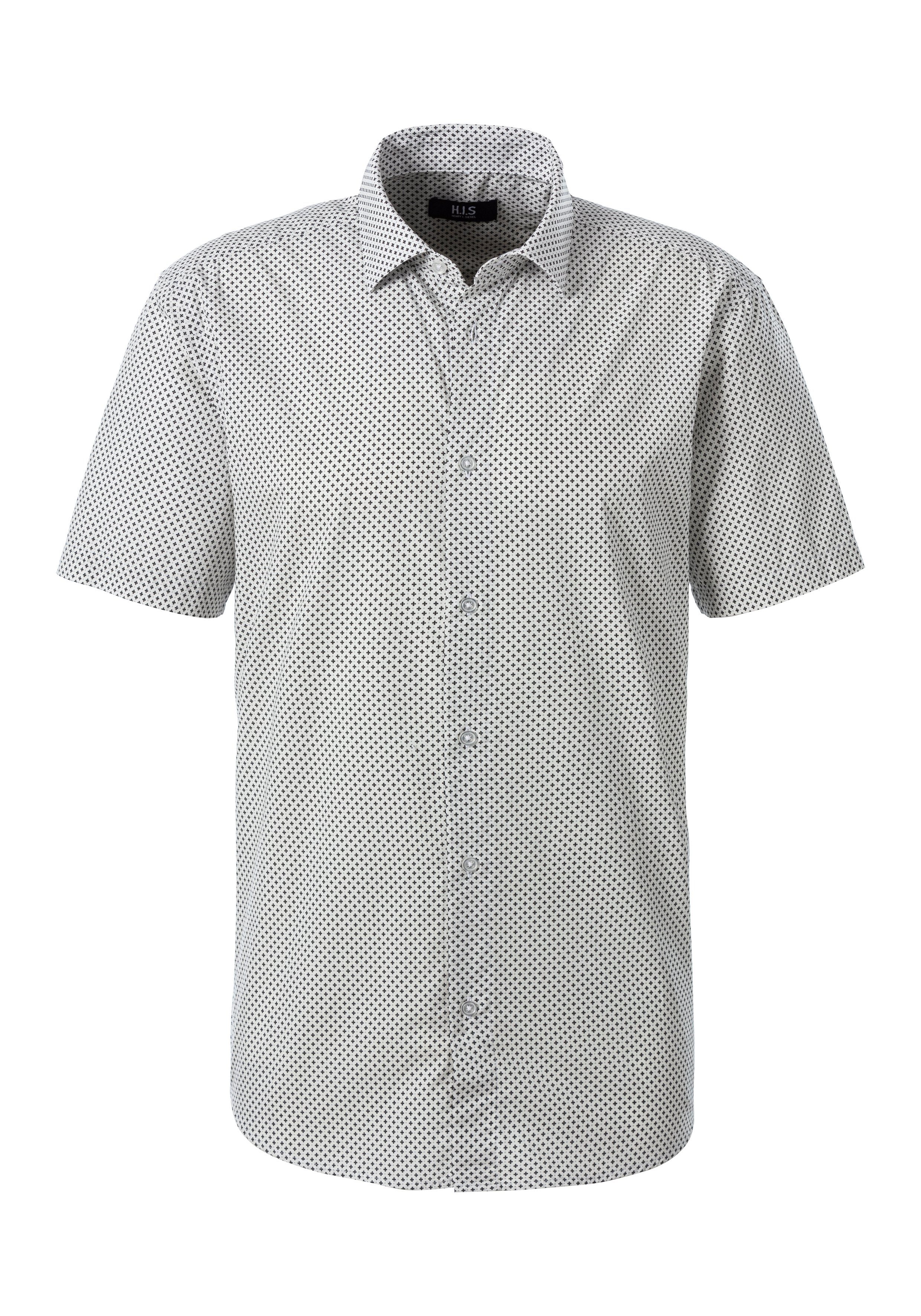H.I.S Overhemd met korte mouwen Regular fit allover bedrukt van 100% katoen