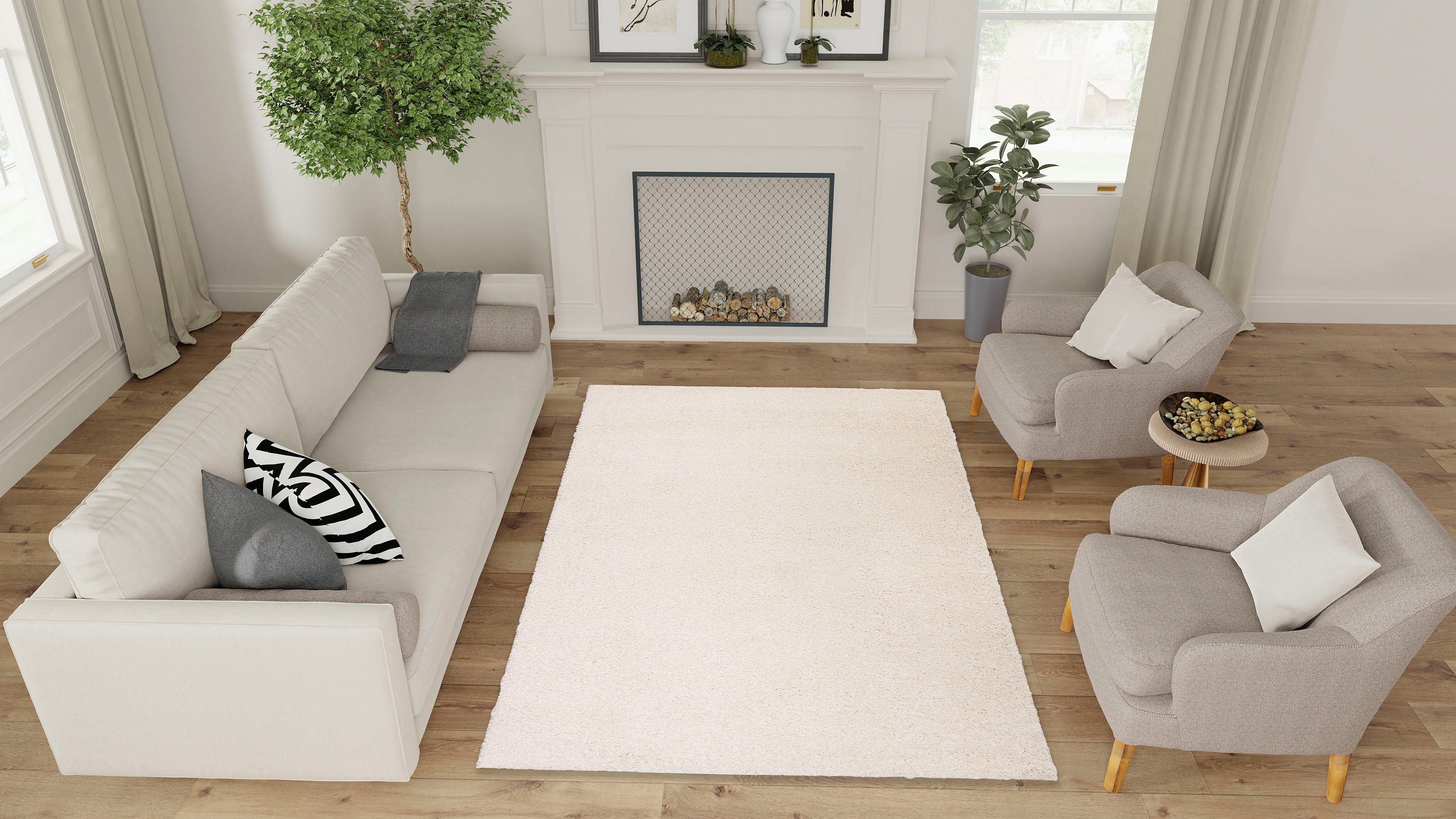 Bruno Banani Hoogpolig vloerkleed Shaggy Soft geweven, uni kleuren, bijzonder zacht en knuffelig, klantenfavoriet