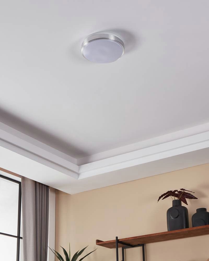EGLO Led-plafondlamp COMPETA 1 plafondlamp, wit, nikkel-mat, rond, woonkamerlamp (1 stuk)