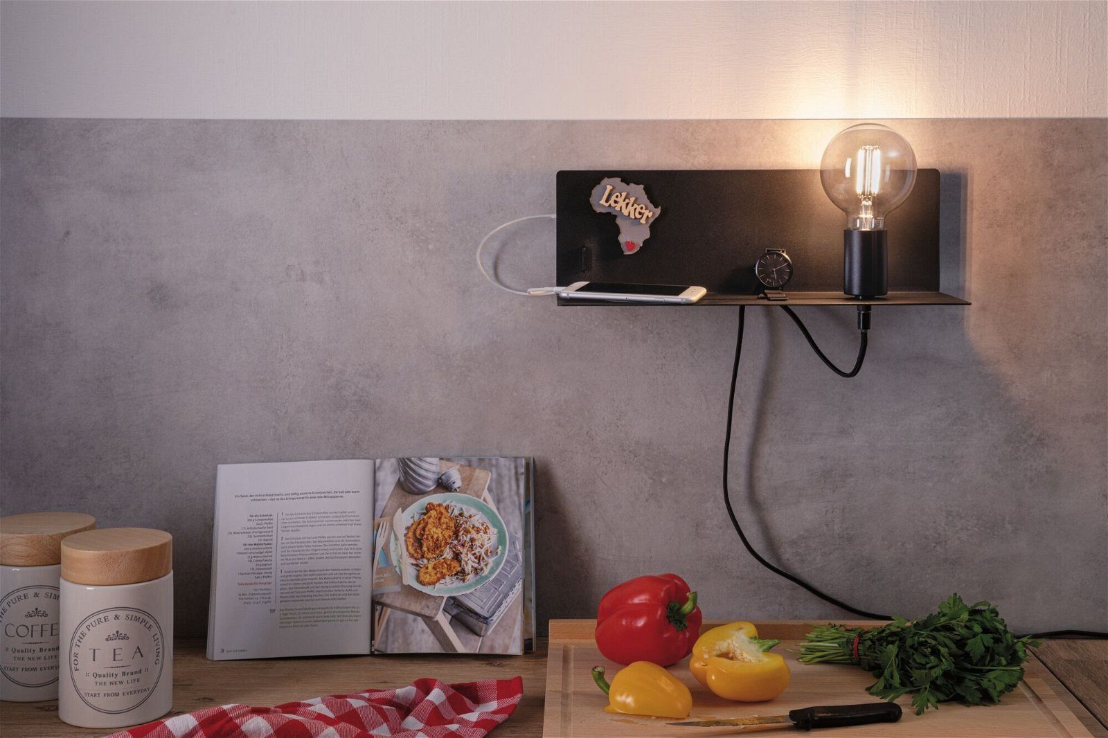 Paulmann Wandlamp Devara max. 1x40W USBC 230V metaal