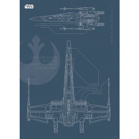 Komar wanddecoratie Star Wars Blueprint X-Wing, zonder lijst