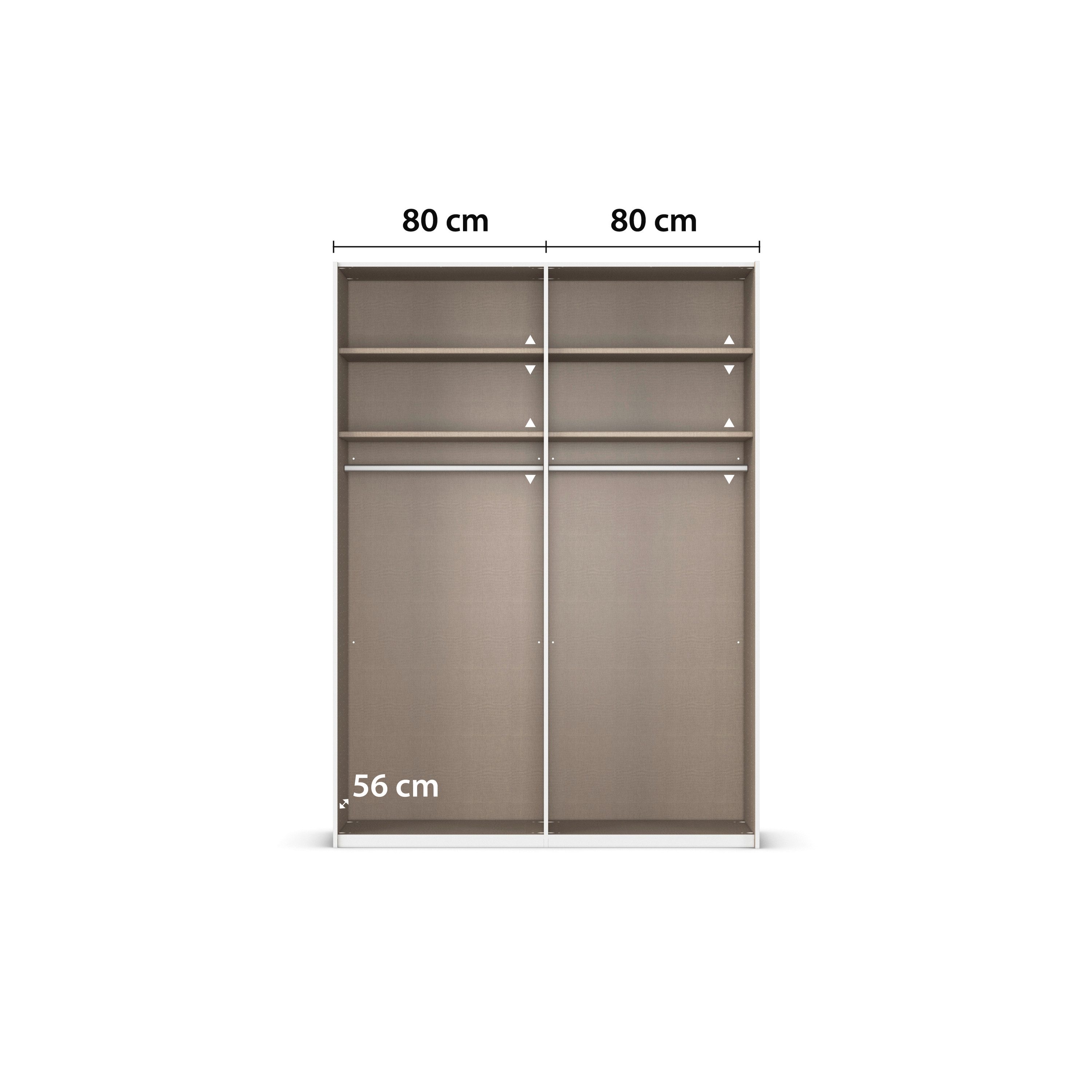 rauch Schuifdeurkast Kledingkast Kast Garderobe Slaapkamerkast EVELYN in elegante stijl, in 5 breedtes, handgrepen in corpuskleur made in germany