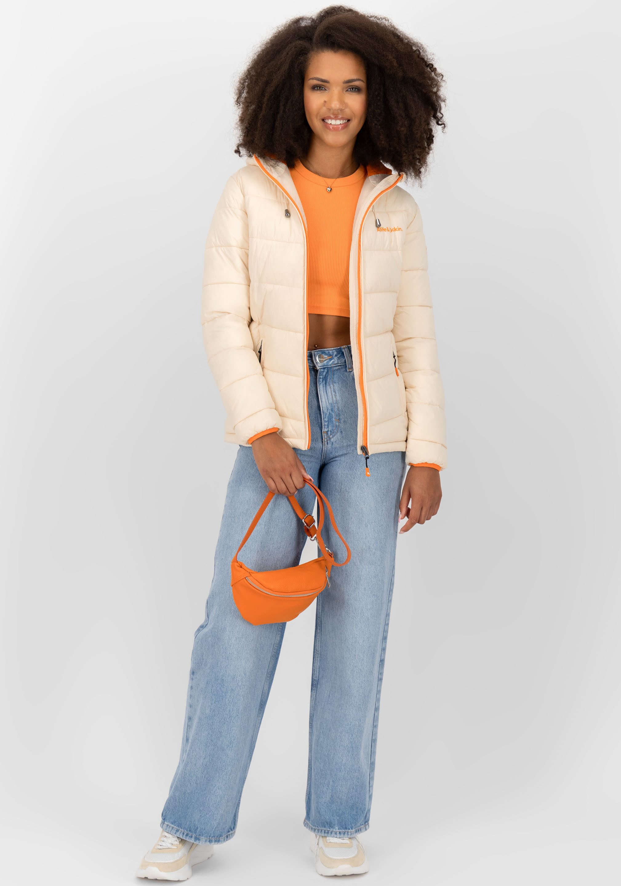 Alife & Kickin Gewatteerde jas AndriaAK lichte getailleerde tussenjas met brede stiksels en capuchon