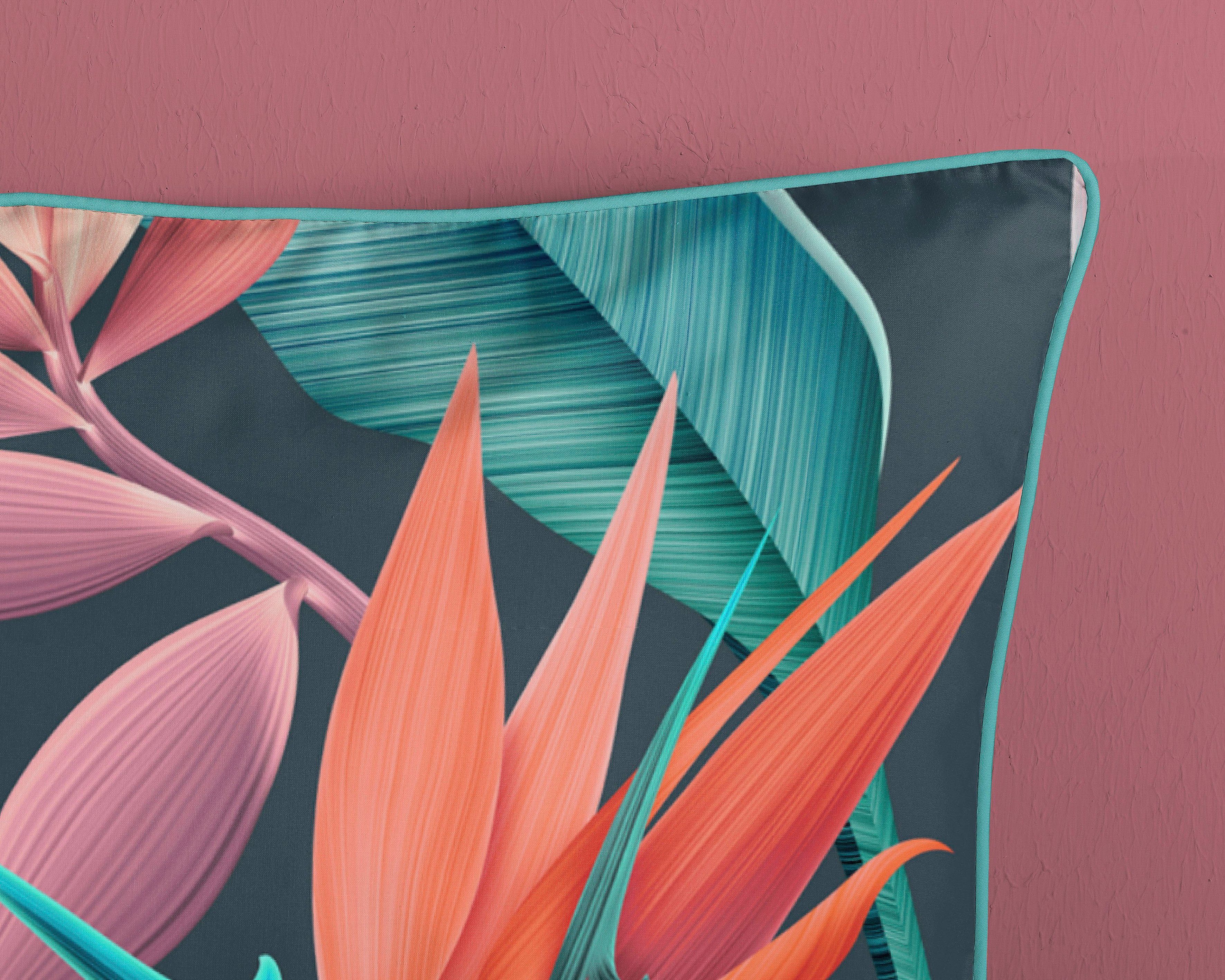 Descanso Overtrekset Chloe Katoen, Satijn, 135x200, Bies, Rits, Omkeerbaar, Bloemen