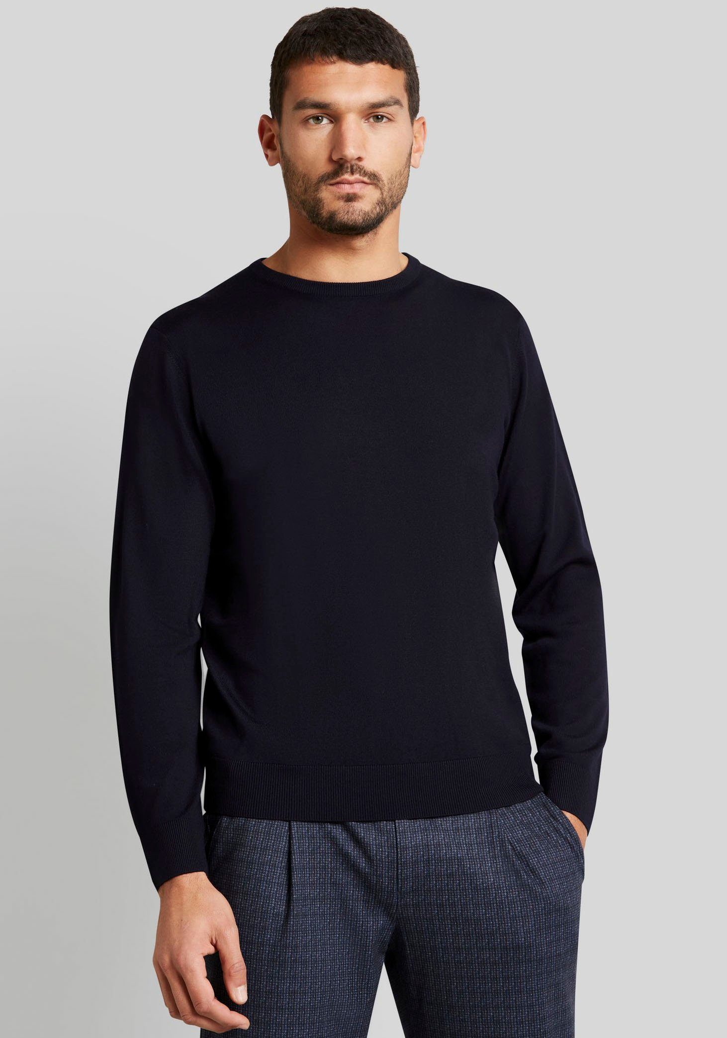 Bugatti Gebreide trui met geborduurd logo heren pullovers maat L blauw