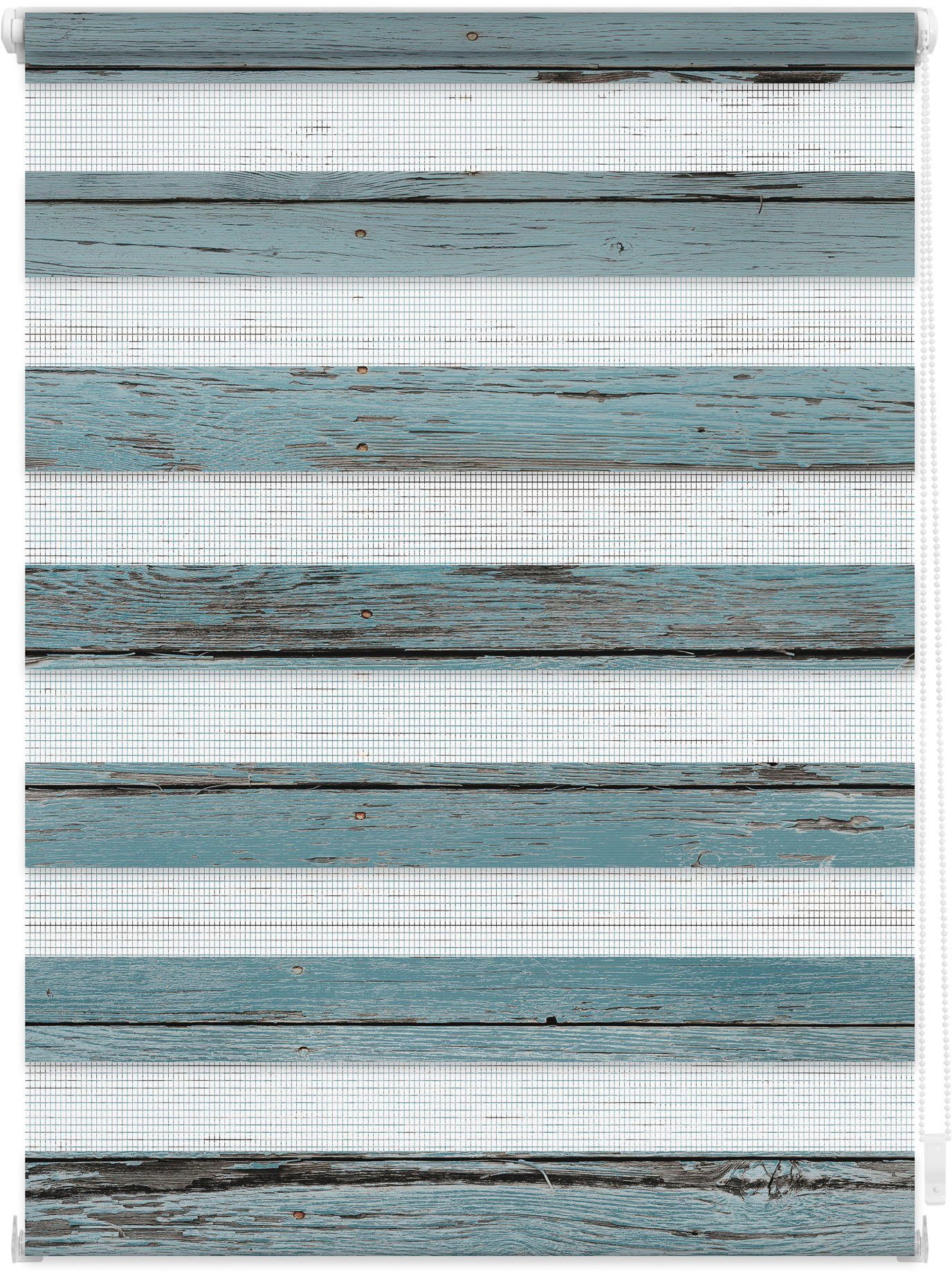 LICHTBLICK Duo-rolgordijn Duo rolgordijn motief borden-vintage (1 stuk) rolgordijnen maat 90 cm x 150 cm blauw