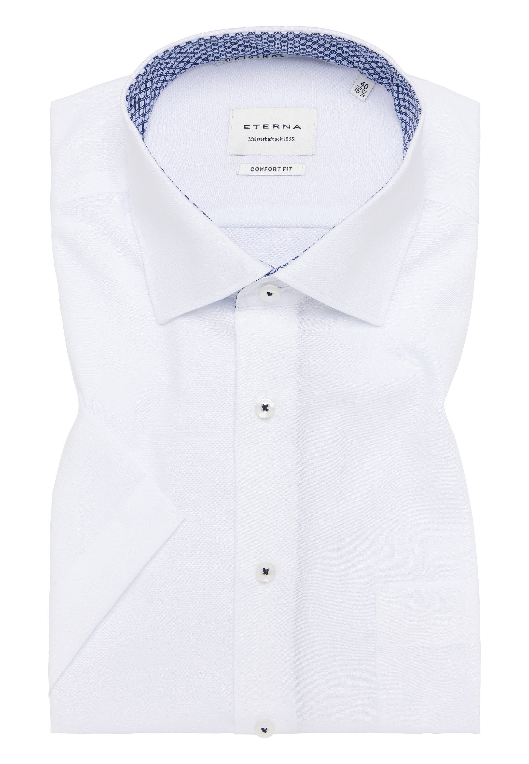 Eterna Overhemd met korte mouwen Comfort fit NON IRON (strijkvrij)