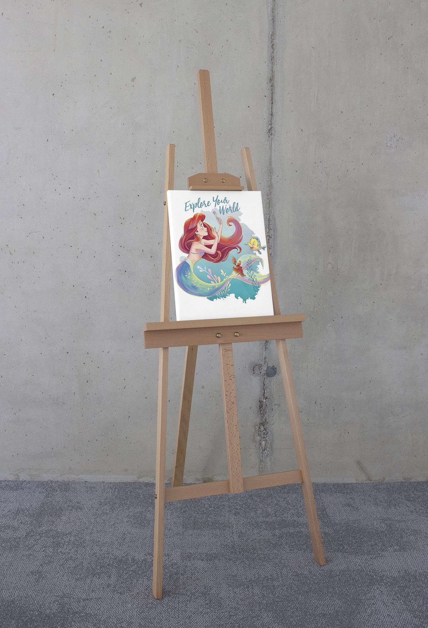 Komar Artprint op linnen Disney Ariel Explore your World 300 x 280 cm (breedte x hoogte) - behang, vlies, woonkamer, slaapkamer (1 stuk)