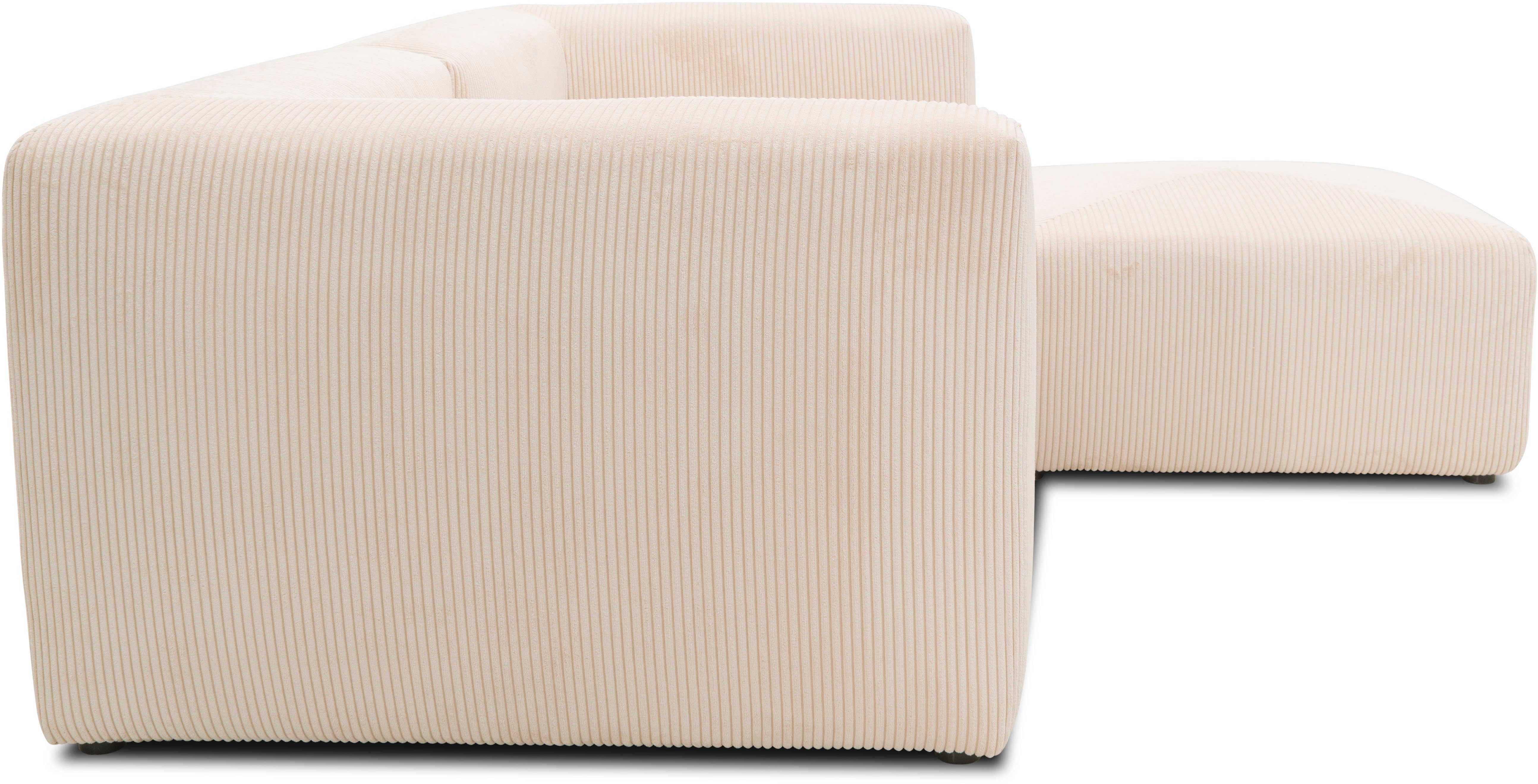RAUM.ID Hoekbank Gerrid L-vorm Cord, modulaire bank, bestaand uit 2 hoekelementen + 1 hocker