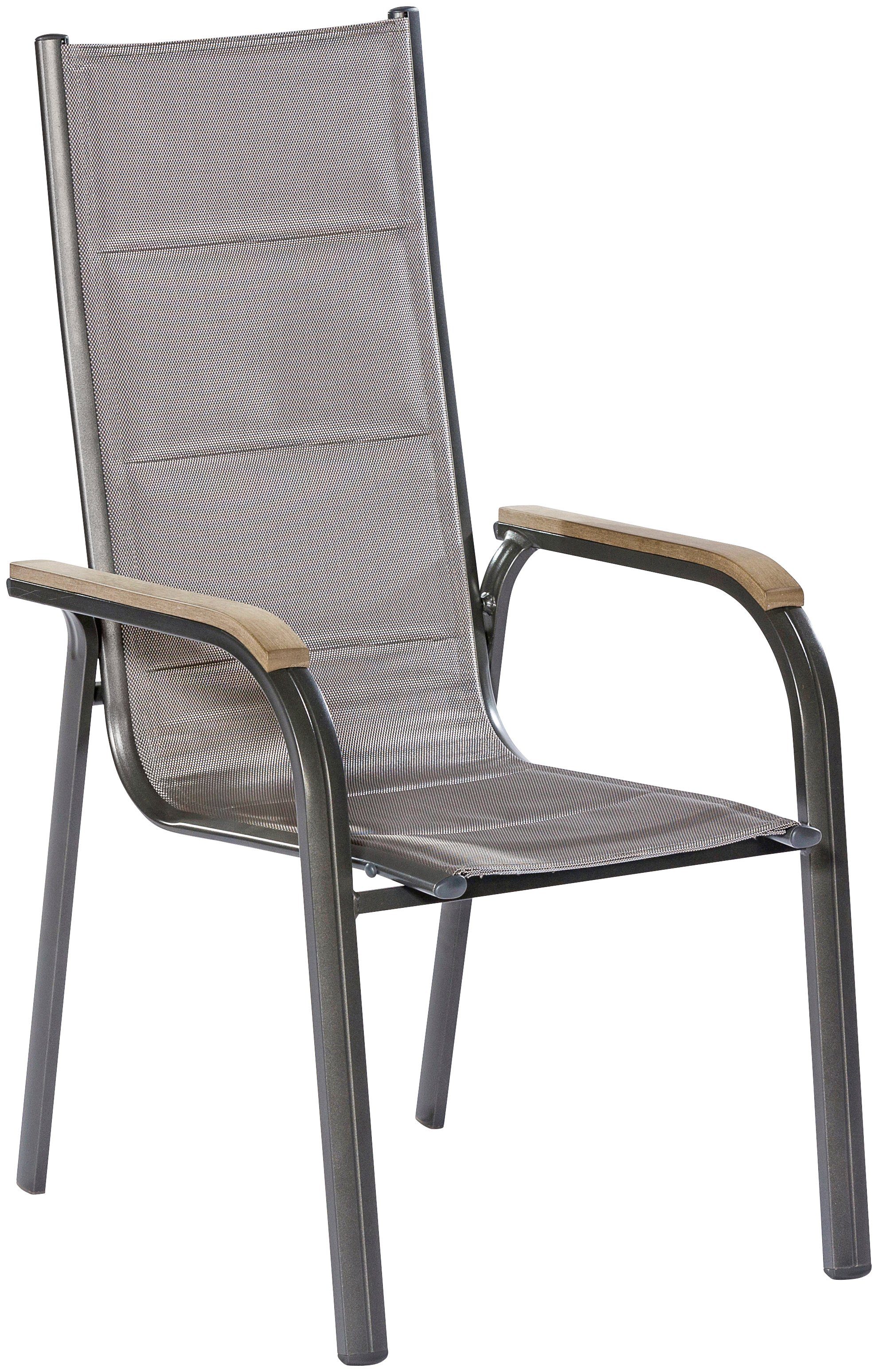MERXX Tuinstoel Trivero set van 2, aluminium/textiel, stapelbaar, bruin (set, 2 stuks)