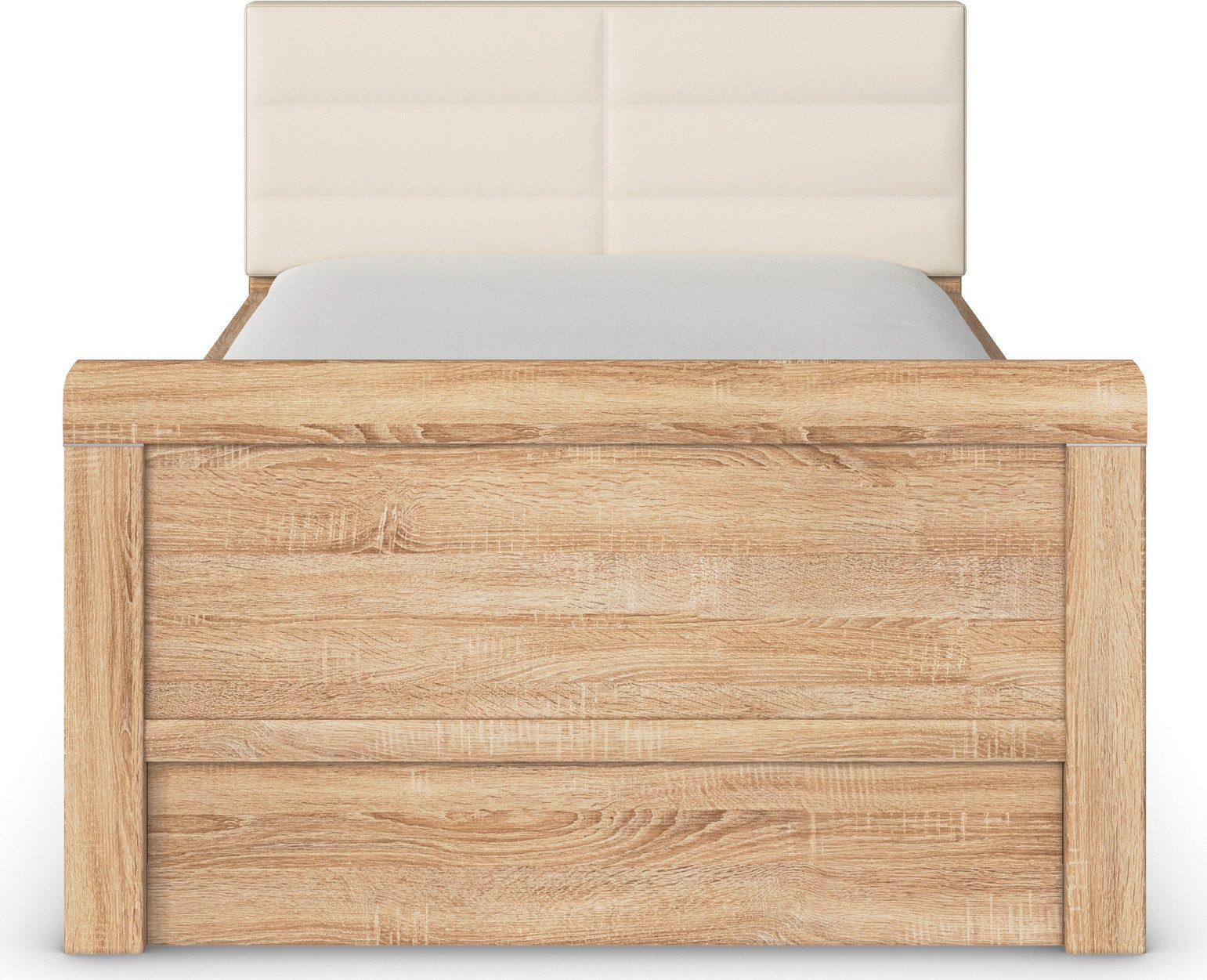 rauch Ledikant met bergruimte Bed Eenpersoons Stollenbed Bedkasten EVELYN in comfortabele hoogte met gestoffeerd hoofdeinde en lades made in germany