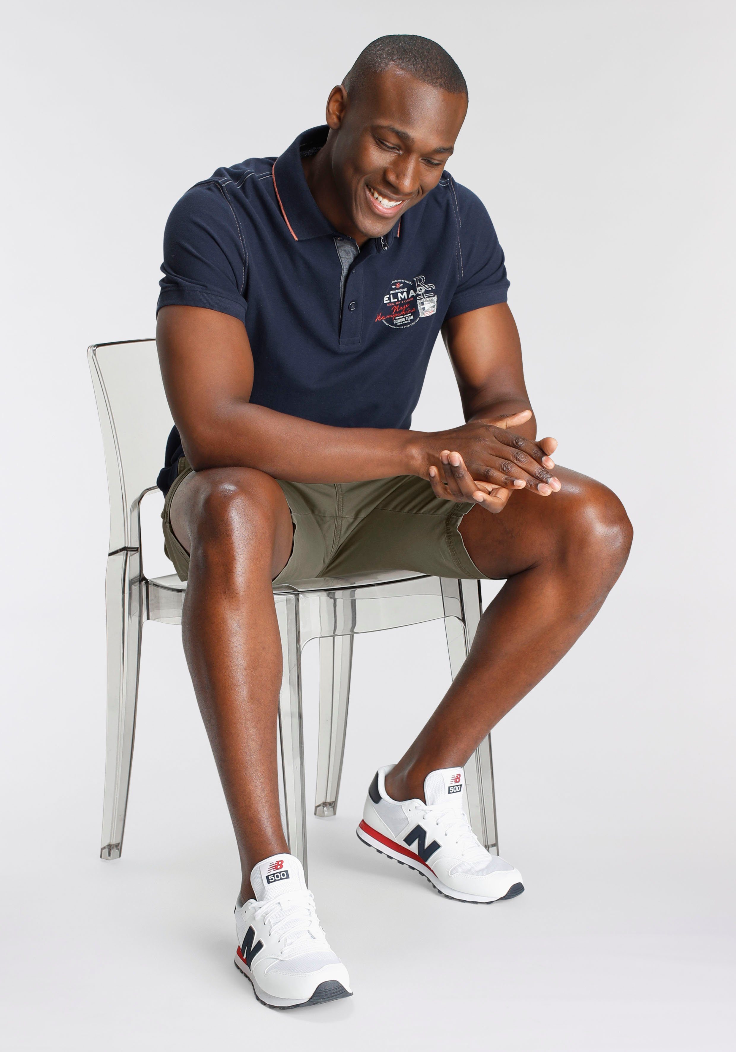 DELMAO Poloshirt Korte mouwen, met ribgebreide manchetten, polokraag