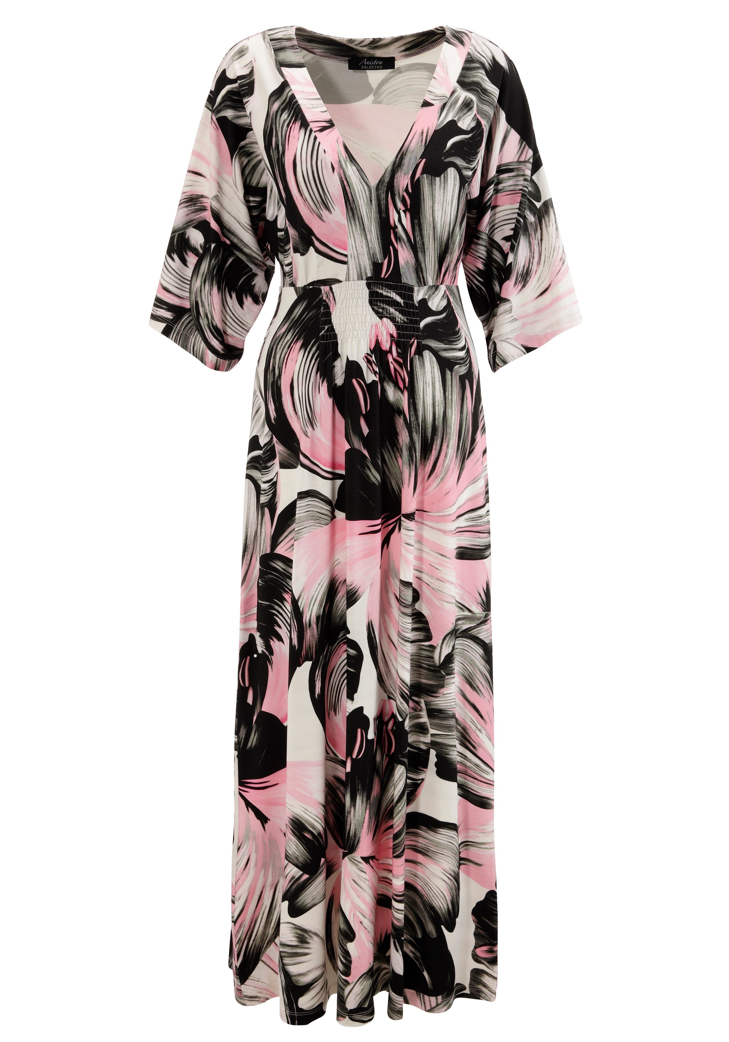 Aniston SELECTED Maxi-jurk met wijde, 3/4 lange mouwen en fantasierijke print