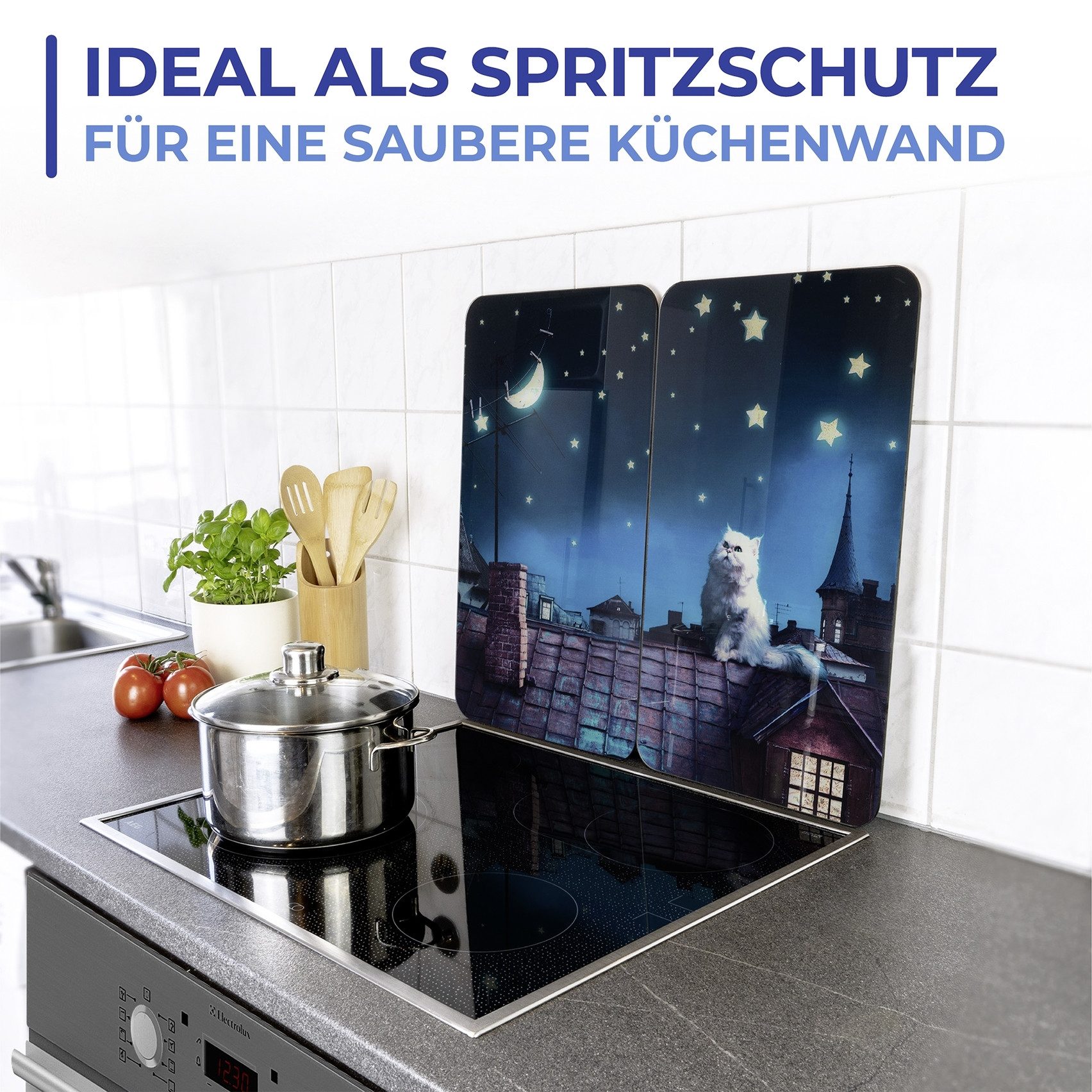Maximex Kookplaatdeksel Universeel Model Maan Kat (set, 2-delig)