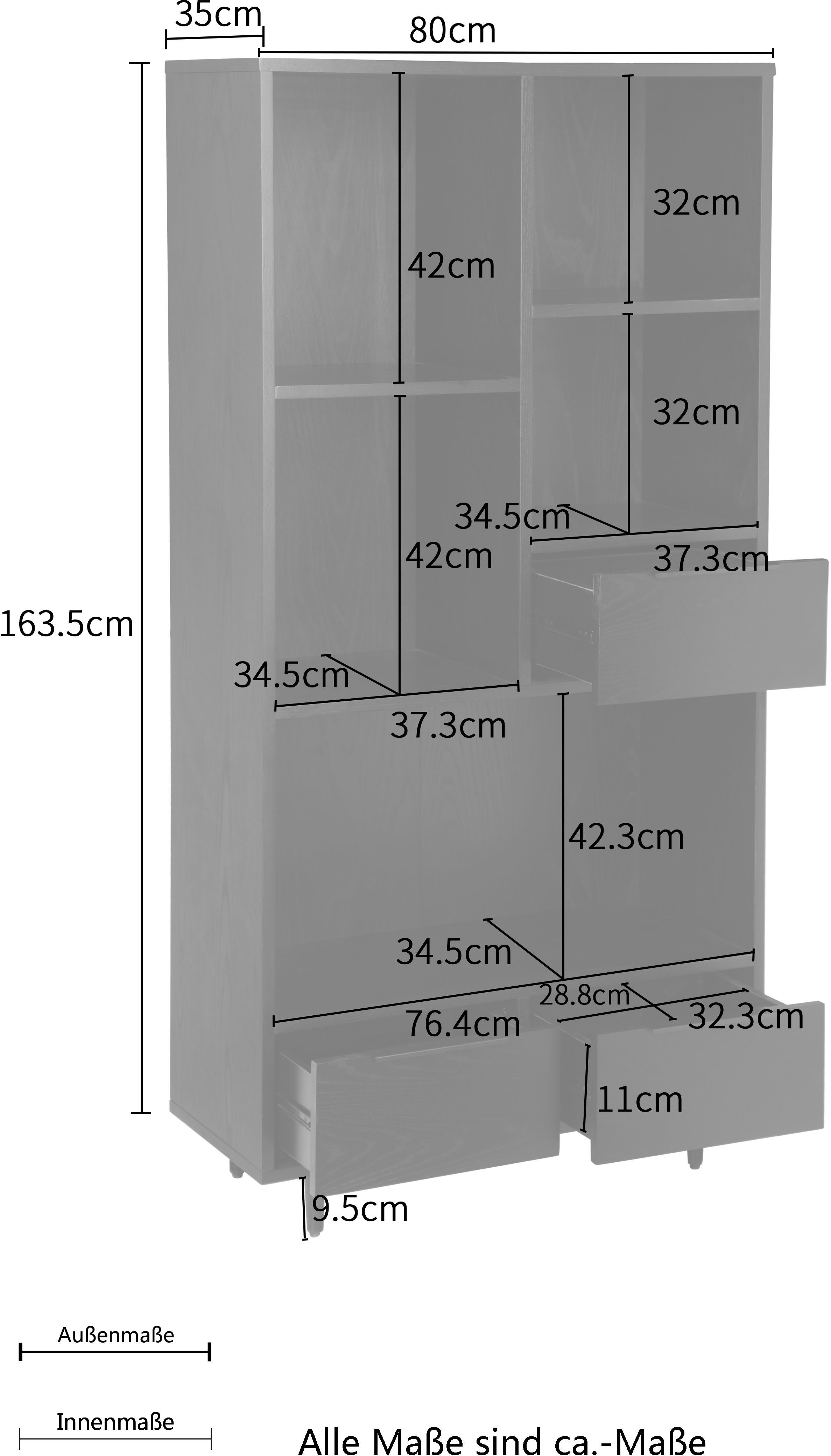 Guido Maria Kretschmer Home&Living Highboard Priya van mdf-hout, met metalen poten en grepen, breedte 80 cm