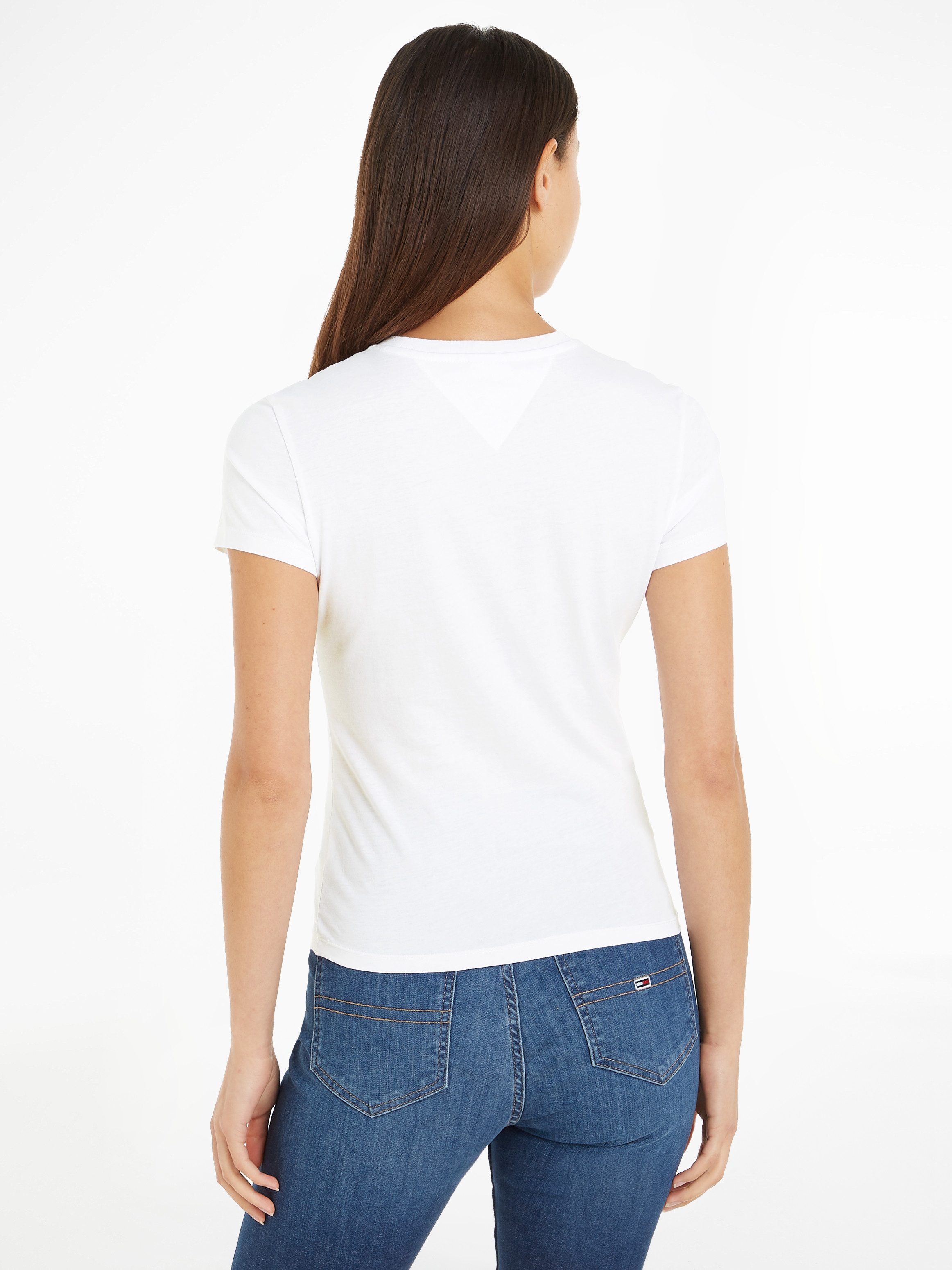 TOMMY JEANS Shirt met ronde hals TJW SLIM ESSENTIAL LOGO 1 SS EXT met logo-opdruk ronde hals