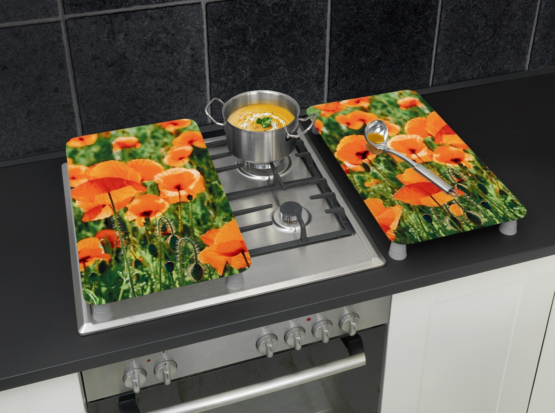 WENKO Kookplaatdeksel Universal Model Mohnfeld (set, 2-delig)