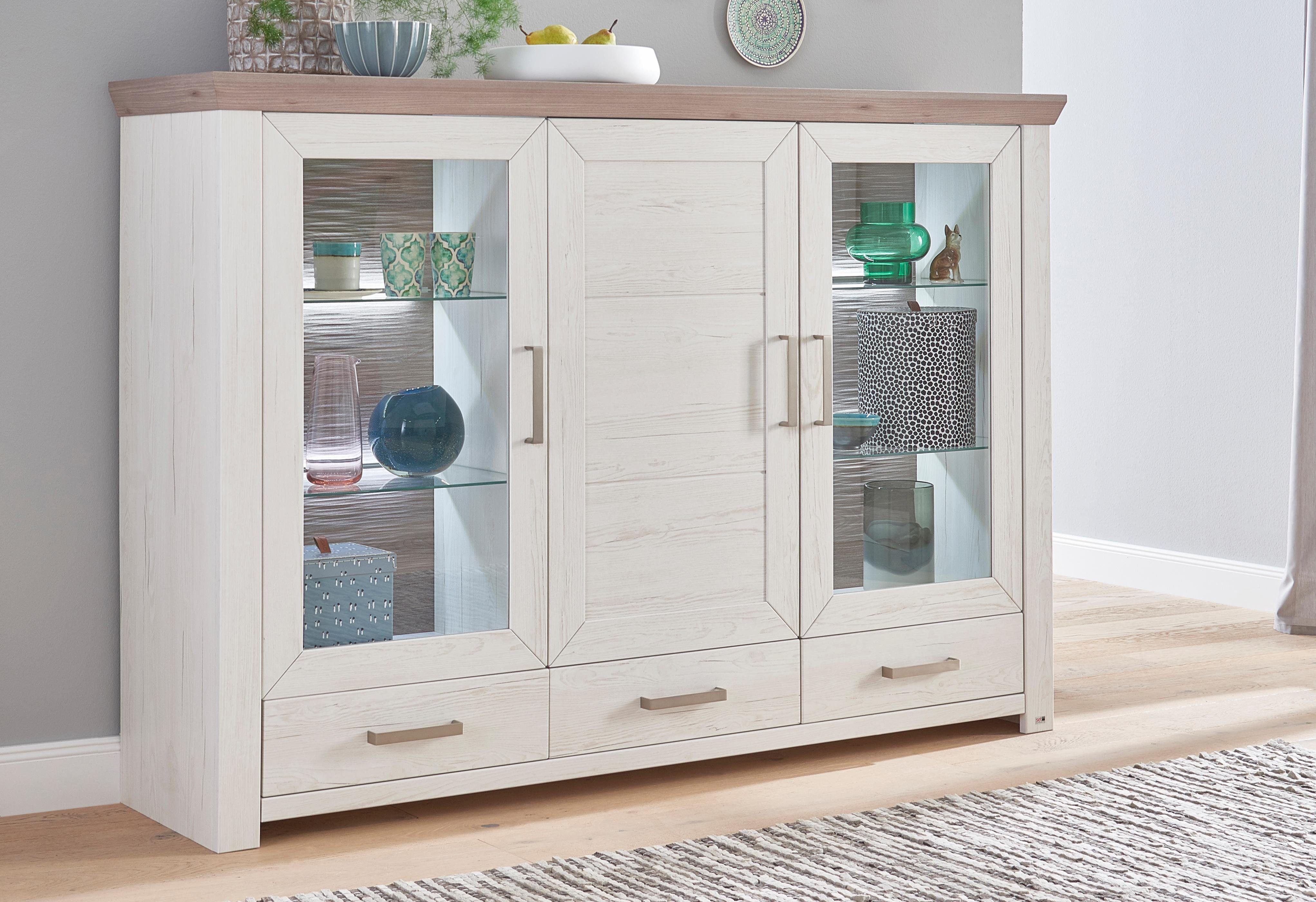 set one by Musterring Highboard York Type 57, breedte 184 cm highboards beige