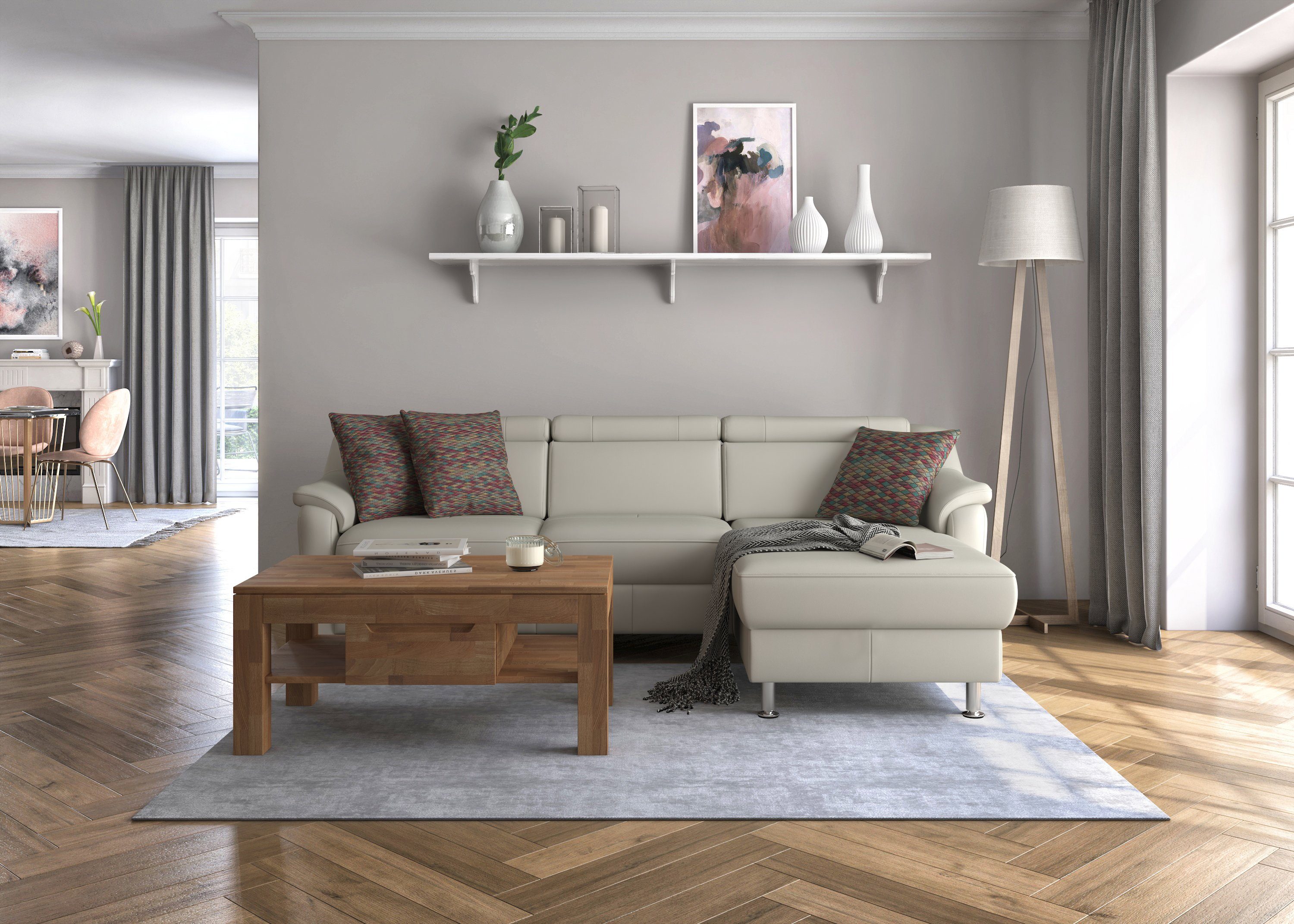 sit&more Hoekbank Freetown L-vorm met verstelbare hoofdsteun en comfortabele binnenvering