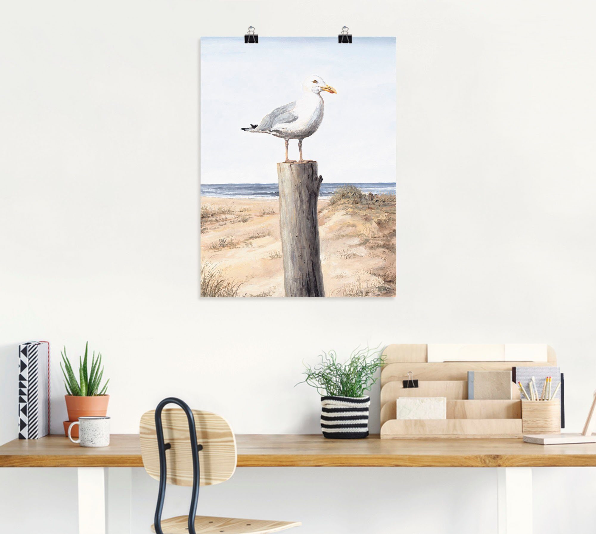 Artland Artprint Meeuw als artprint van aluminium, artprint voor buiten, artprint op linnen, poster, muursticker