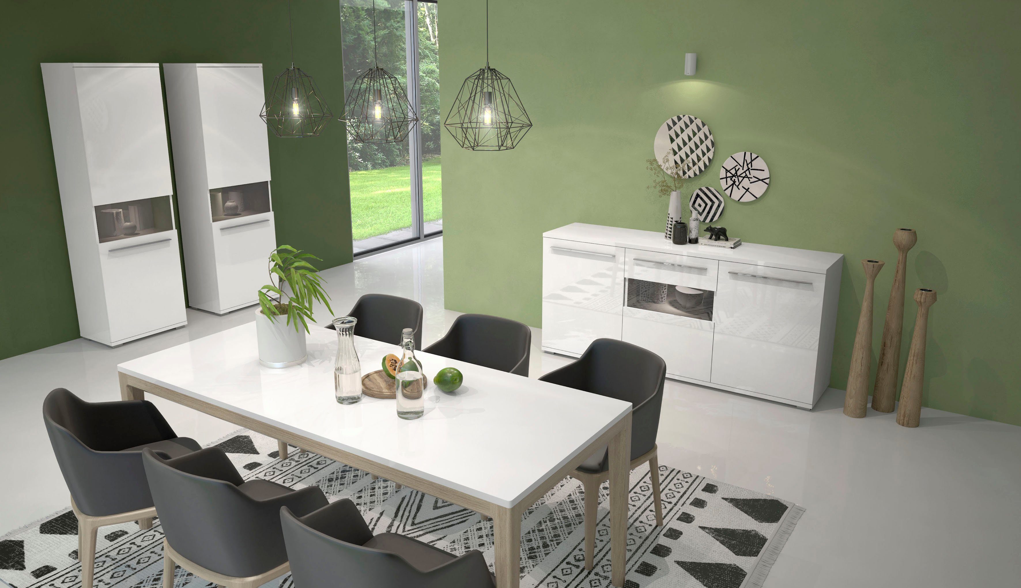 Places of Style Vitrinekast Piano UV-gecoat, soft close-functie