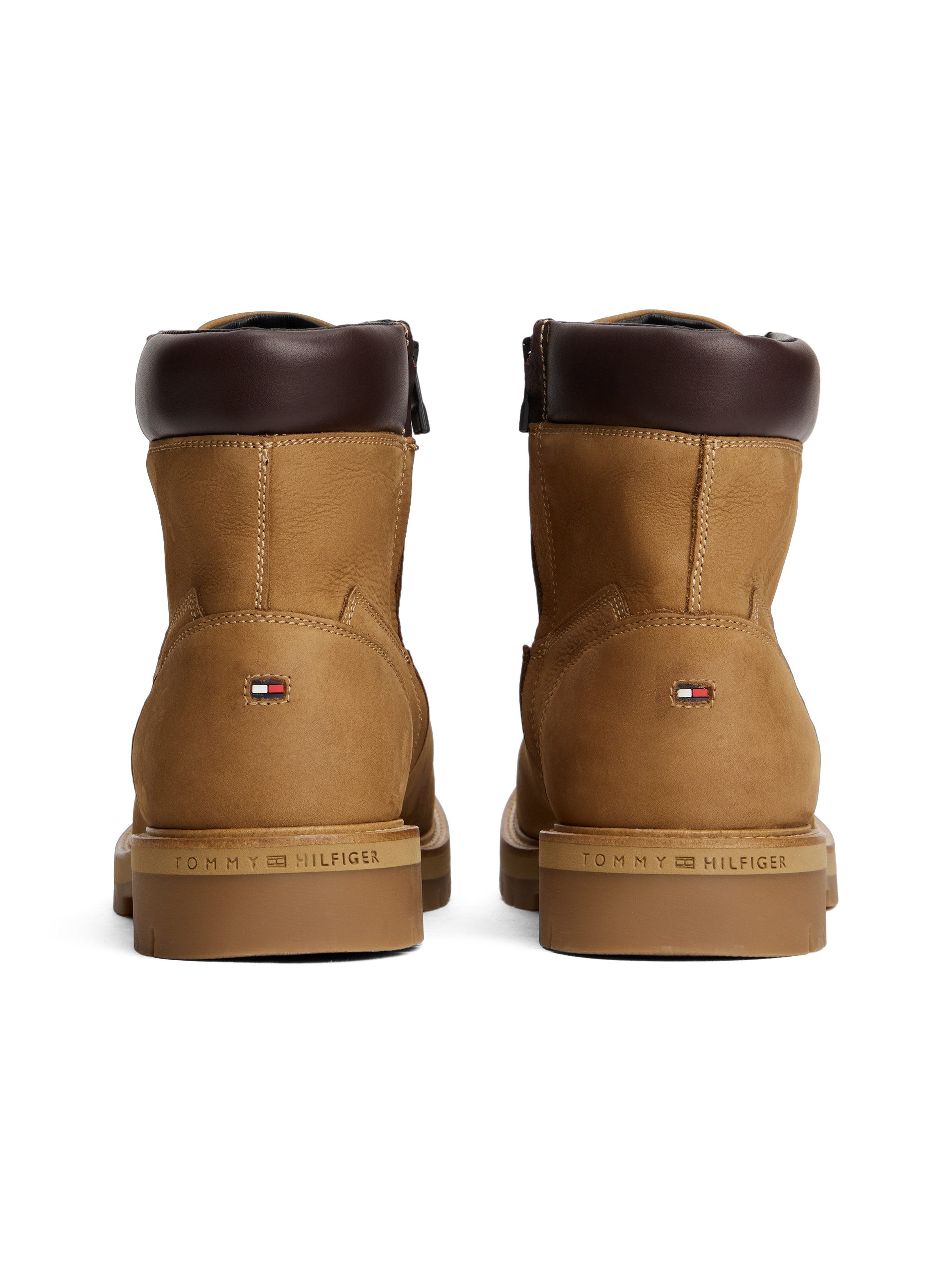 Tommy Hilfiger Veterschoenen FLEX TH OUTDOOR W NBK BOOT blokhak, outdoorschoen met ogen, in bergbeklimmerslook