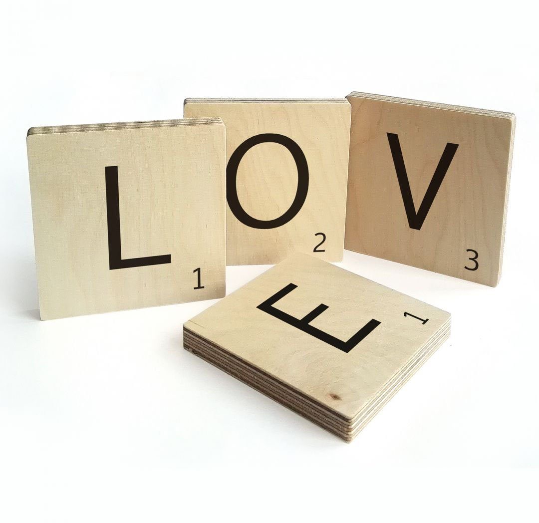 Wall-Art Wandspreuk Scrabble deco letters Love (set, 4 stuks)