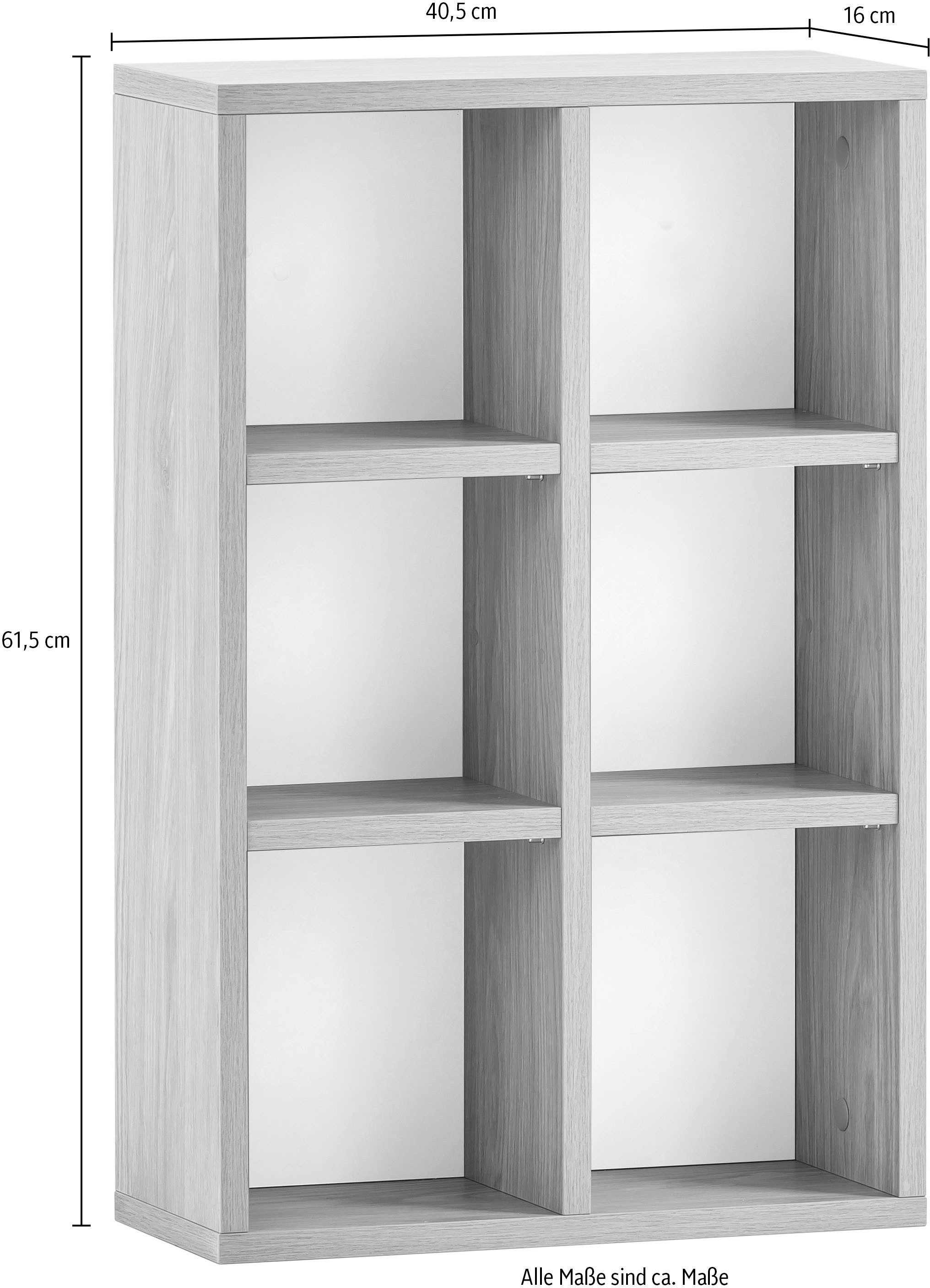 Schildmeyer Wandplank Mali, breedte 40 cm 6 open planken, houtdecor met voelbare structuur