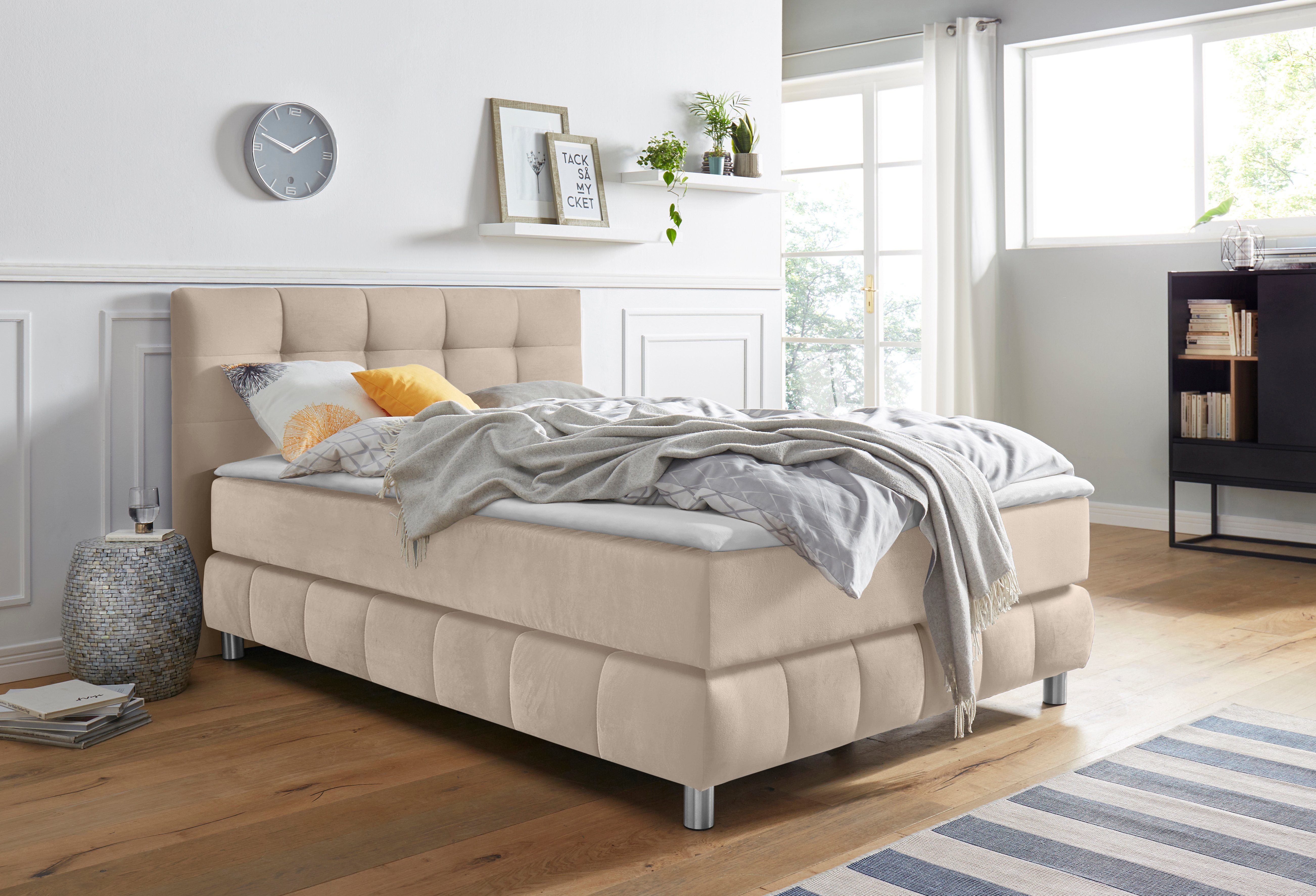 andas Boxspring Salo incl. topmatras, in fluwelige look of structuurstof, 6 breedten, 2 hardheden, tfk ook in hardheid 4. 3 matrassoorten