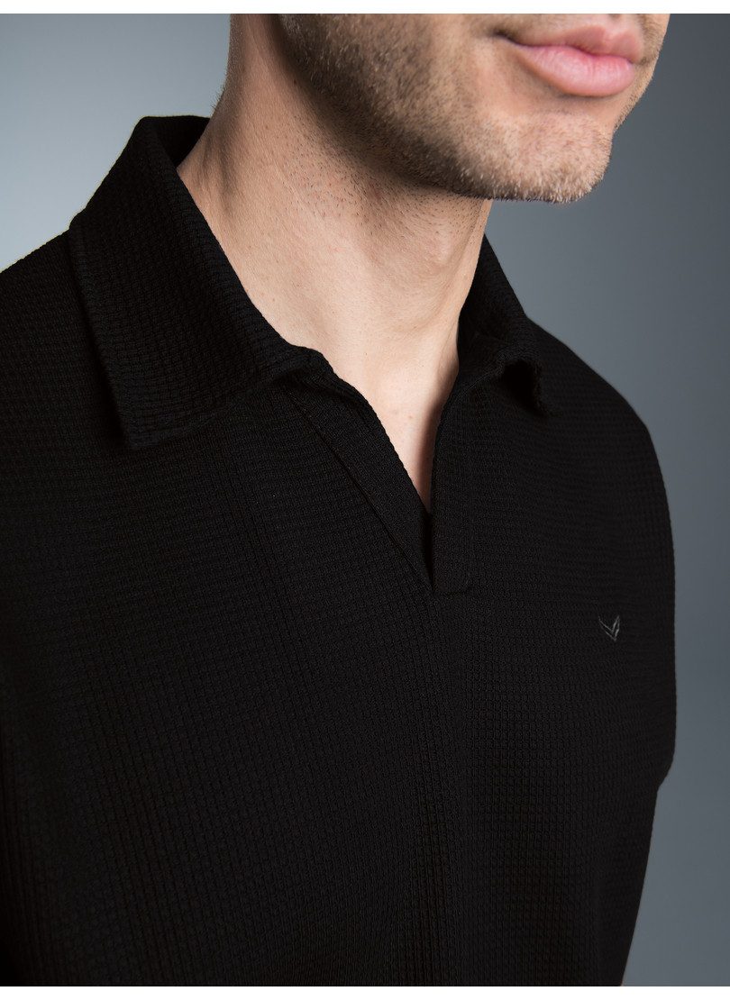 Trigema Poloshirt TRIGEMA Oversized poloshirt zonder knoopsluiting in wafeloptiek (1-delig)