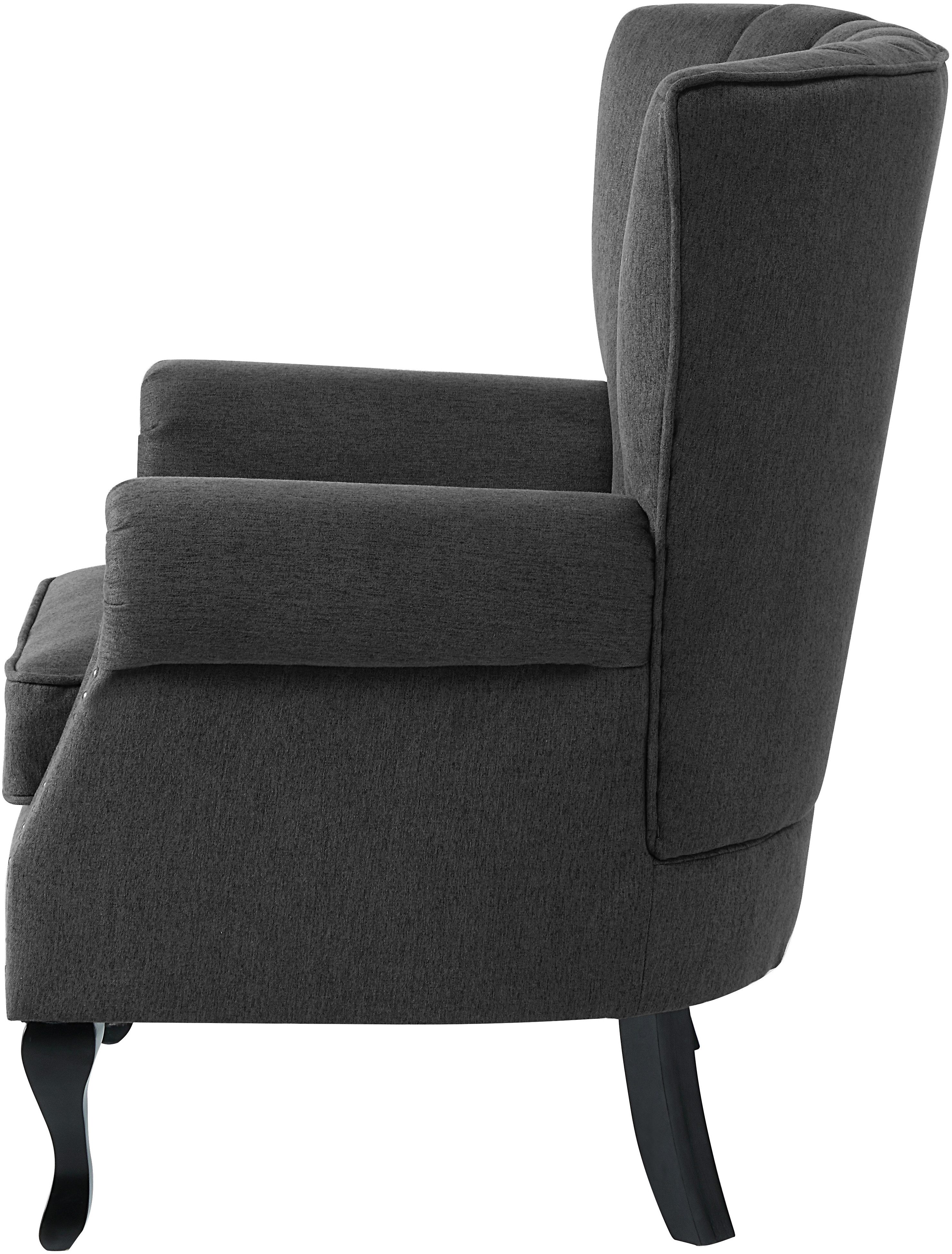 ATLANTIC home collection Fauteuil Toni modern met klinknagels en hoge rugleuning