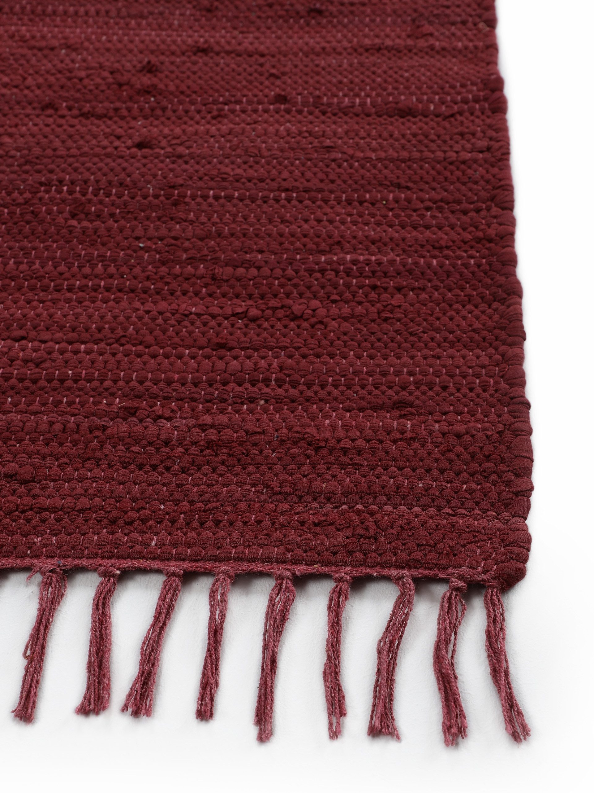 carpetfine Vloerkleed Kelim Chindi uni, ook als loper Tweezijdig te gebruiken kleed, puur katoen, met de hand geweven, unikleuren, met franje